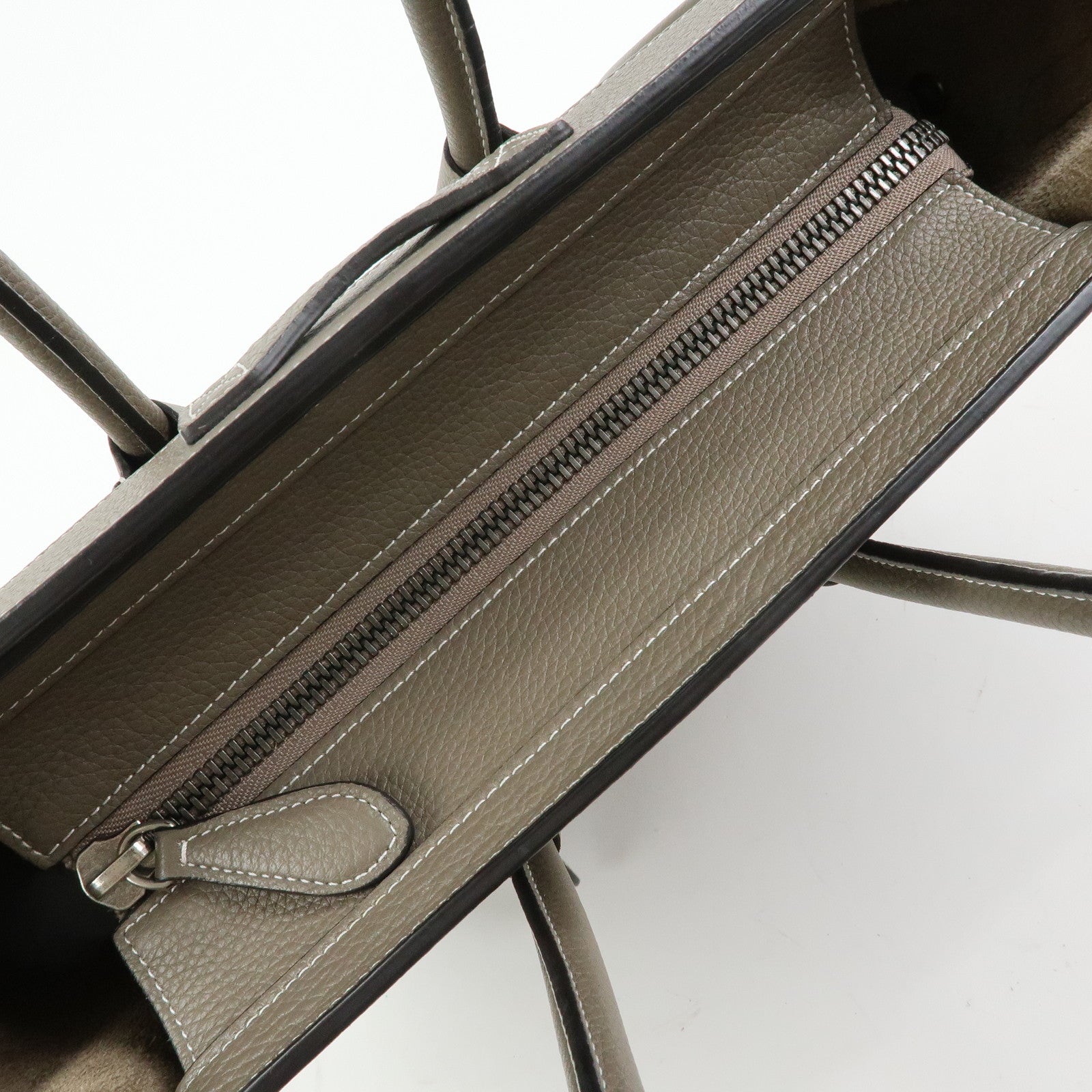 CELINE Luggage Micro Shopper Calf Leather Hand Bag Gray