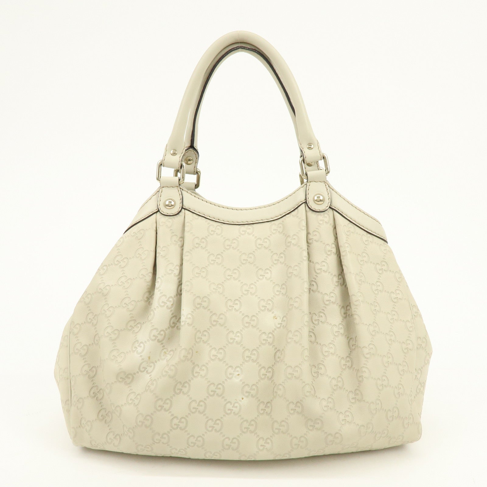 GUCCI Sukey Guccissima Leather Tote Bag Hand Bag White 211944