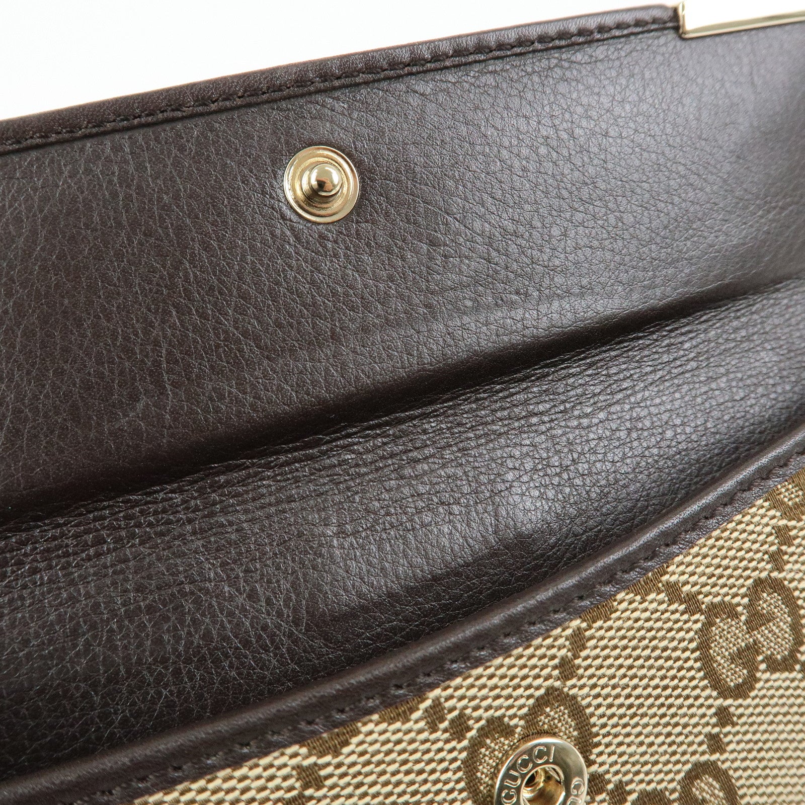 GUCCI GG Canvas Leather Long Wallet Beige Brown 257012