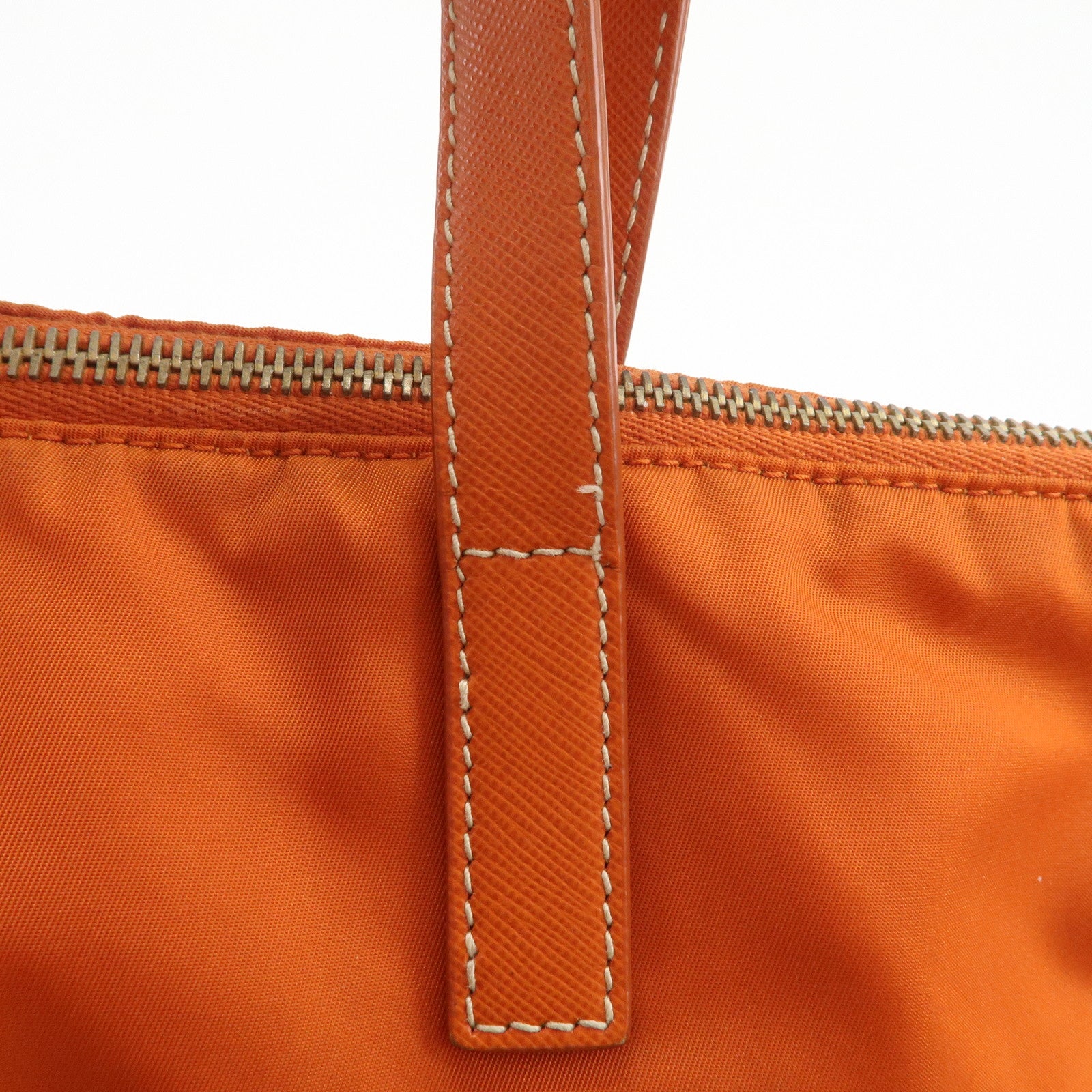 PRADA Nylon Saffiano Leather Tote Bag Hand Bag Orange