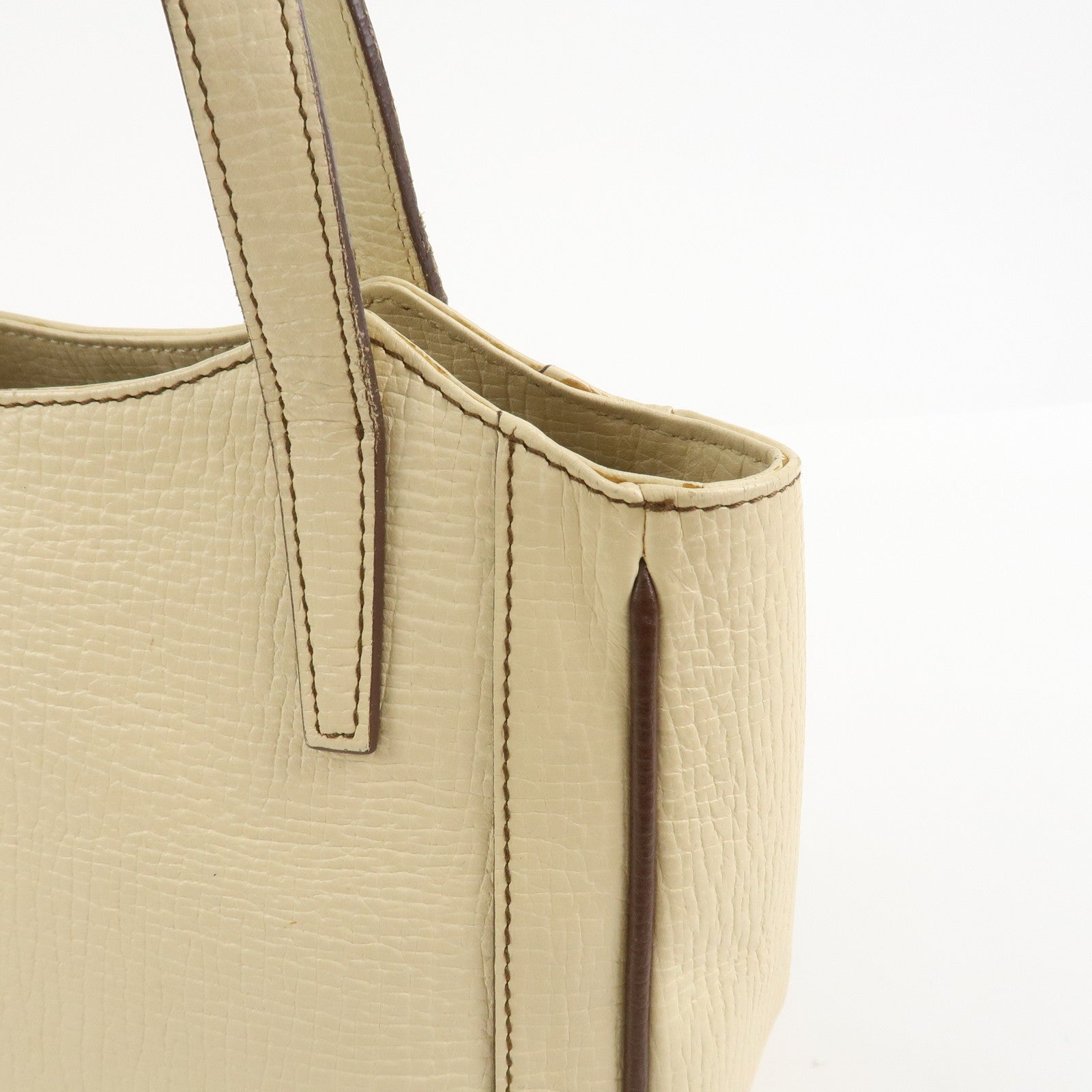 LOEWE Logo Leather Hand Bag Ivory