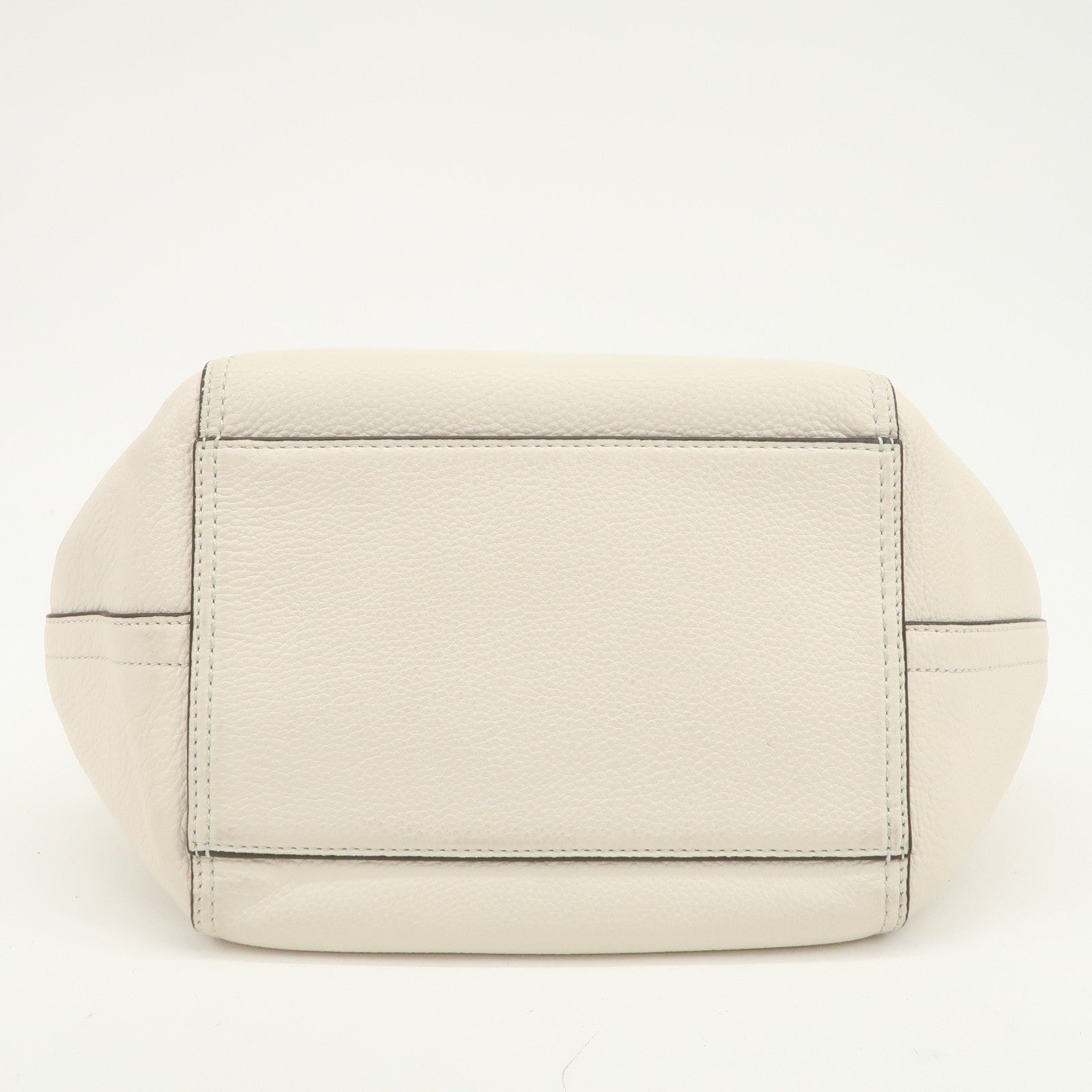 TORY BURCH Logo Leather 2Way Bag Hand Bag Shoulder Bag Ivory