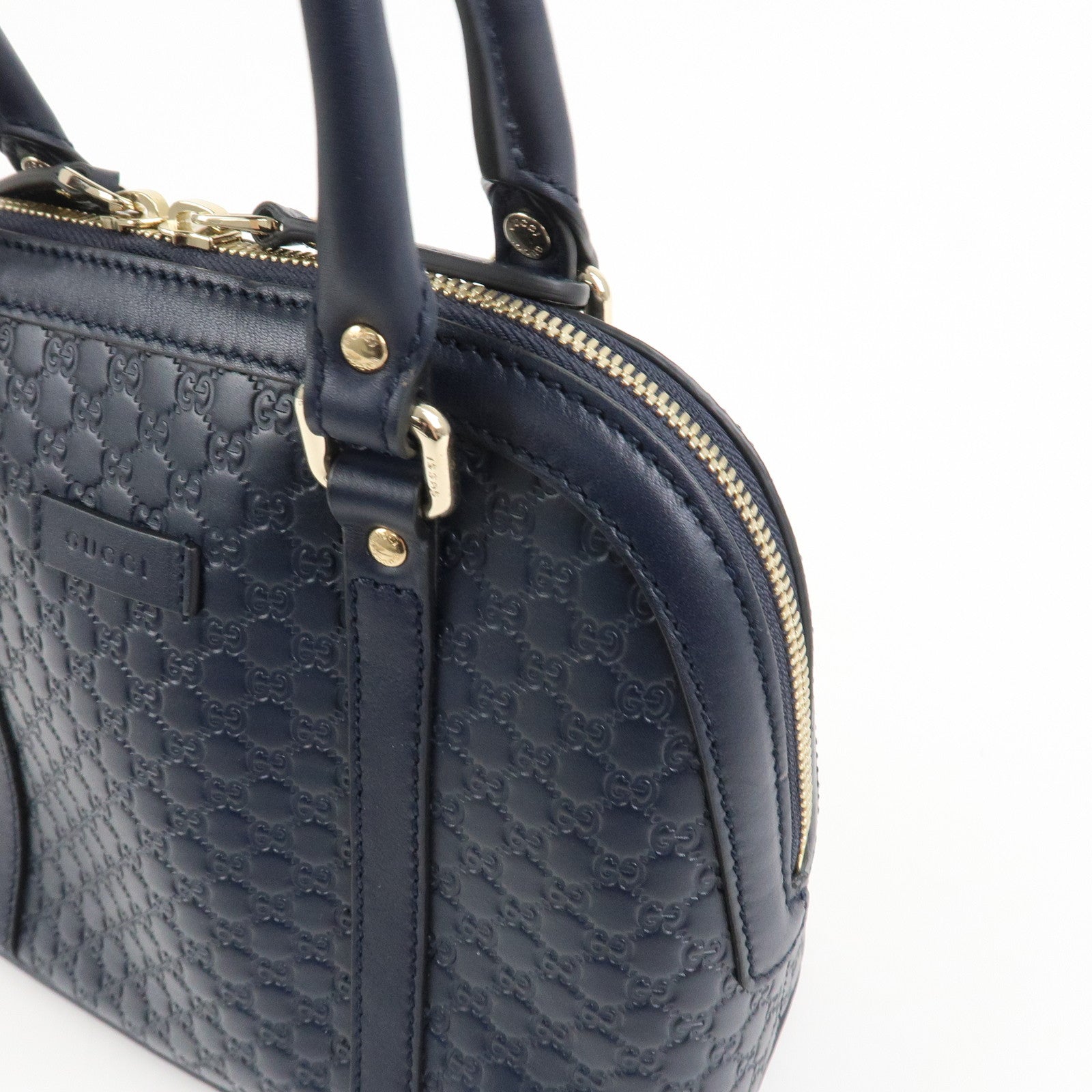 GUCCI Micro Guccissima Leather 2Way Hand Shoulder Bag Navy 449654