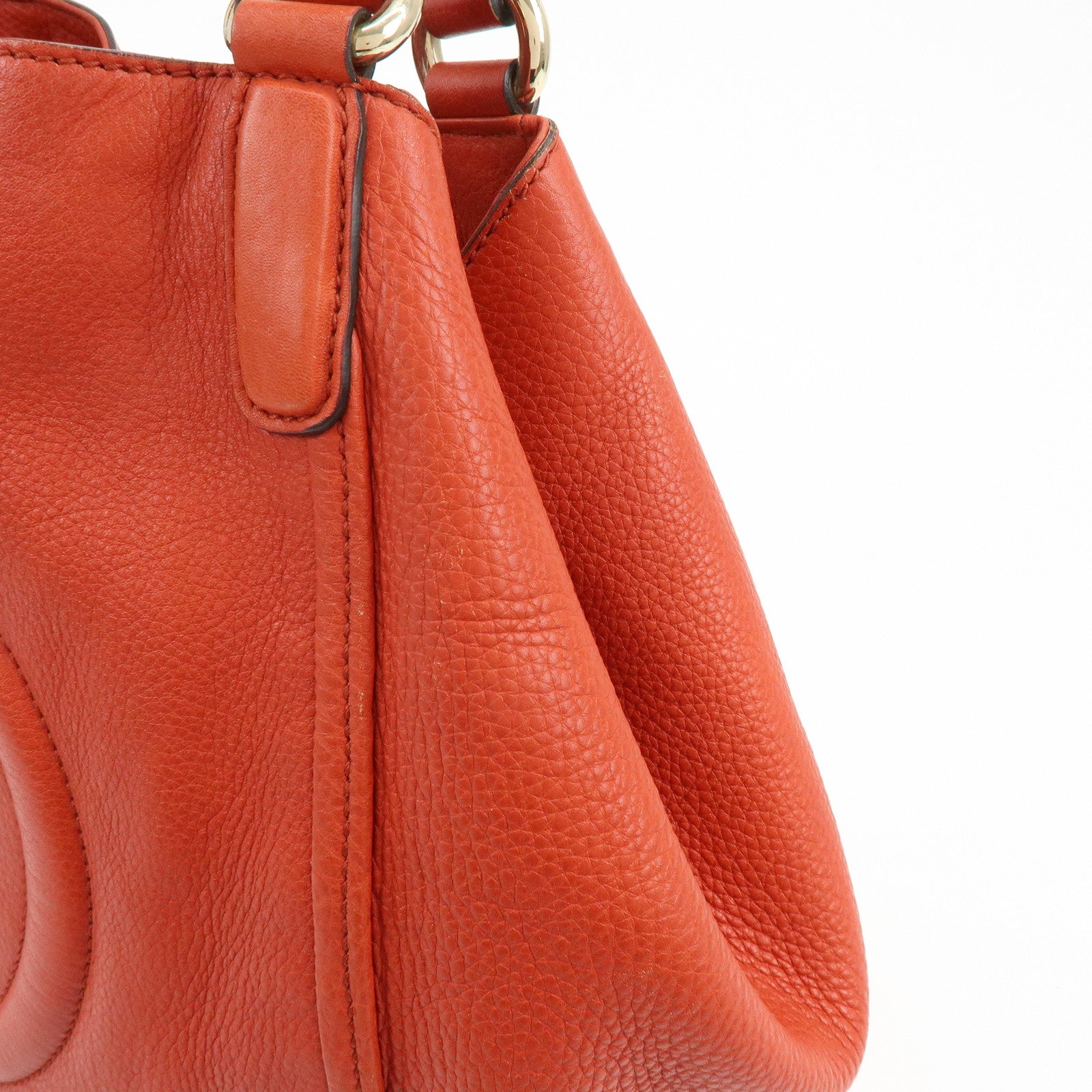 GUCCI SOHO Interlocking G Leather Tote Bag Hand Bag Orange 282309