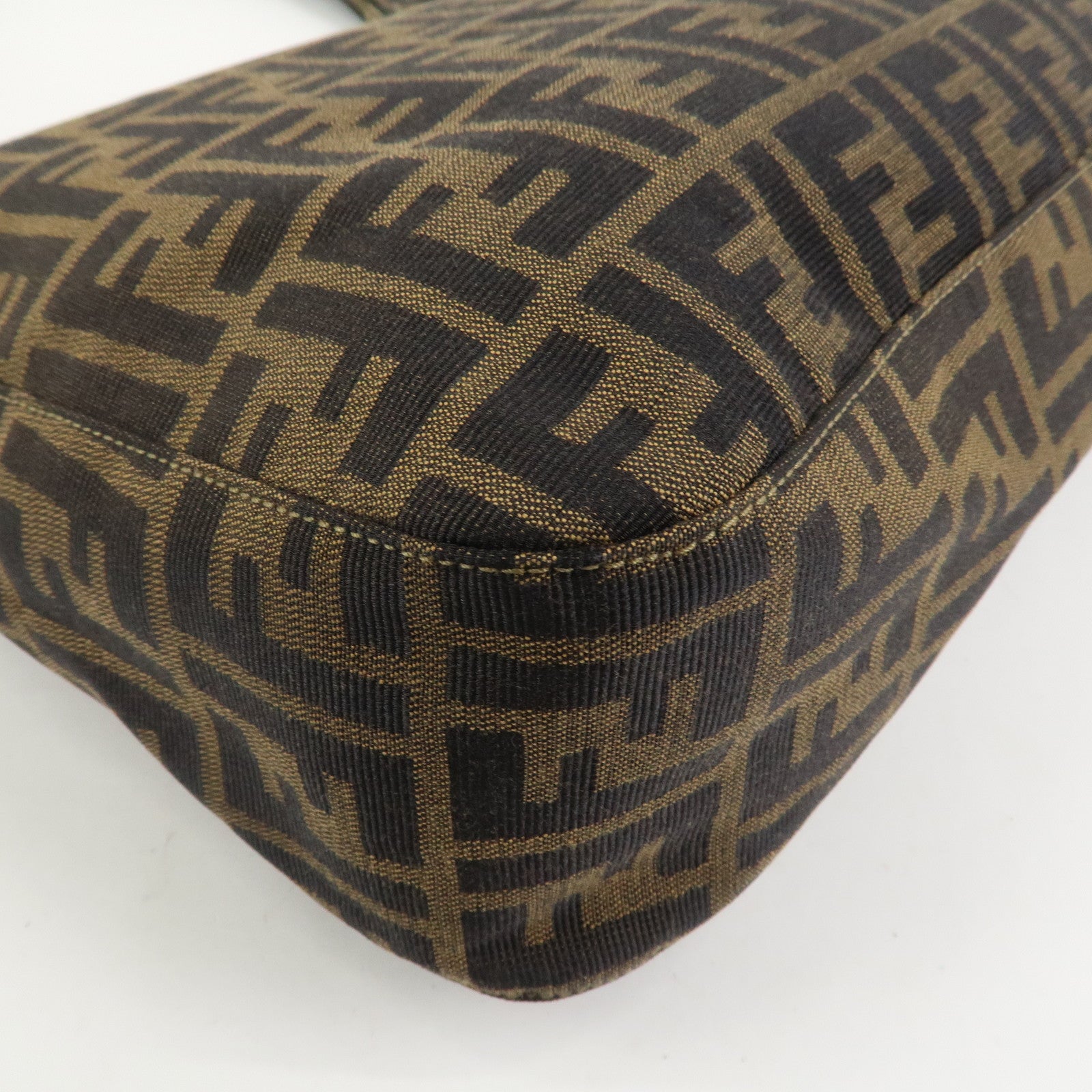 FENDI Zucca Canvas Leather Shoulder Bag Hand Bag Brown Black