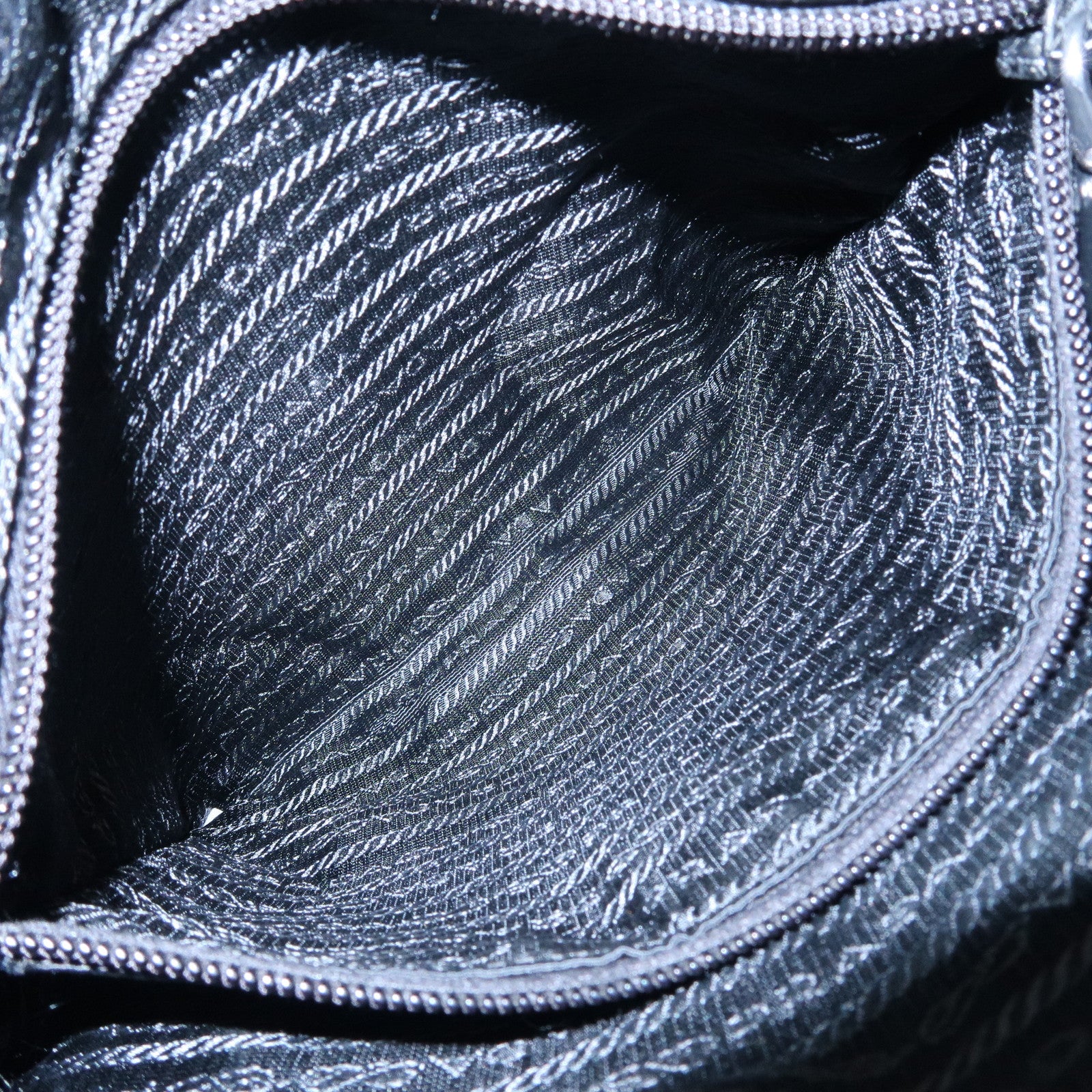 PRADA Triangle Logo Nylon Patent Leather Shoulder Bag Black Used