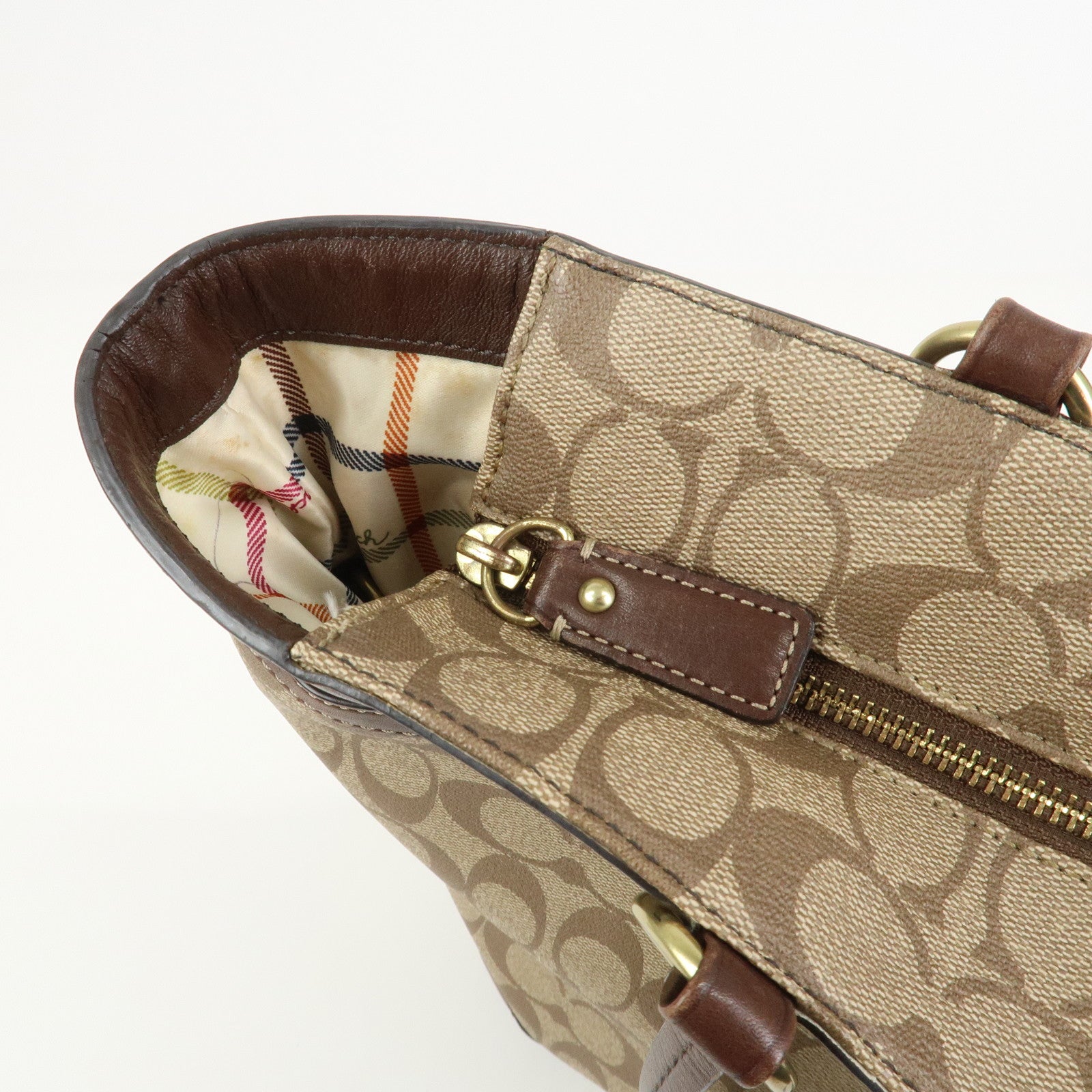 COACH Set of 2  PVC Canvas Leather Shoulder Bag Hand Bag Brown