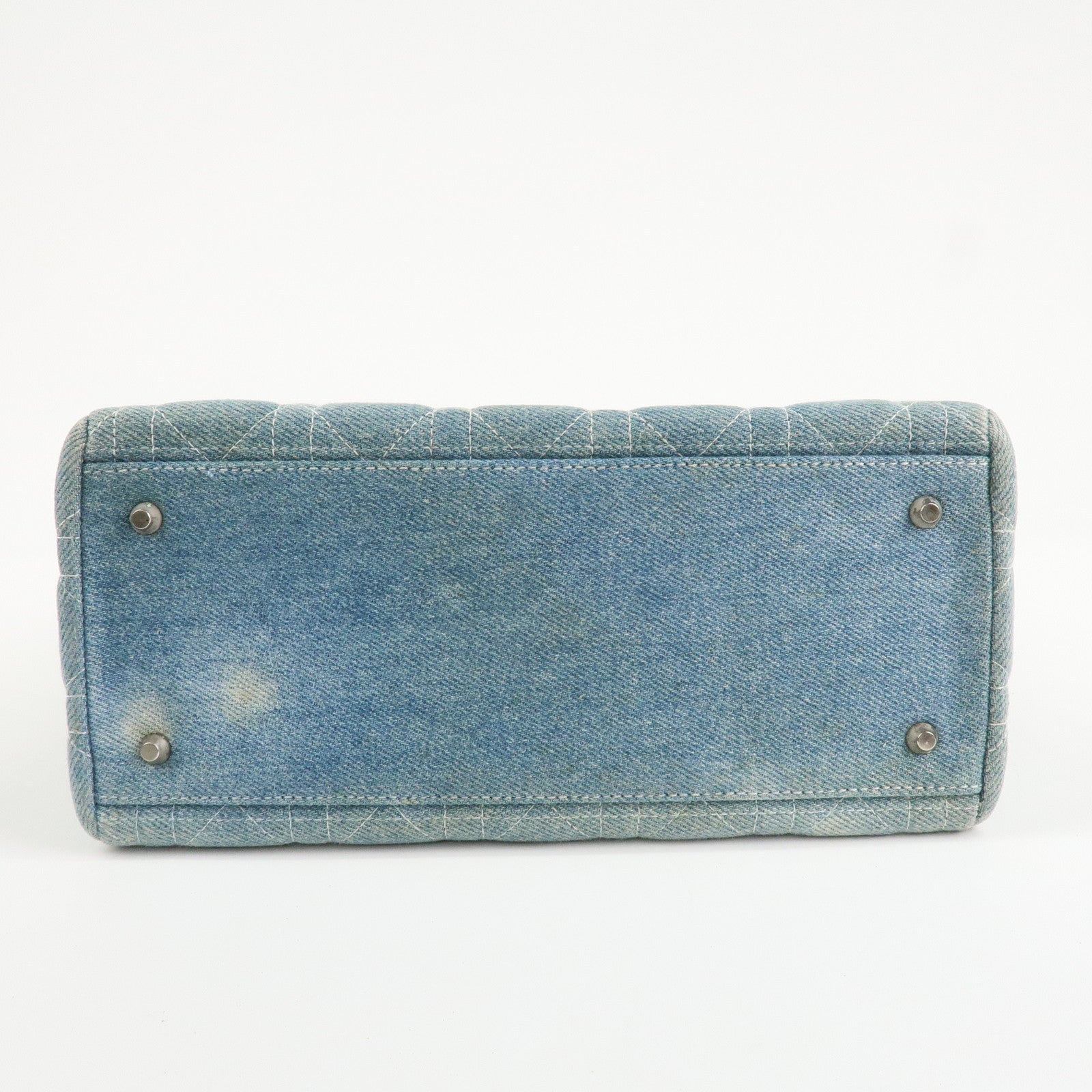 Christian Dior Lady Dior Denim 2way Hand Shoulder Bag Light Blue Used