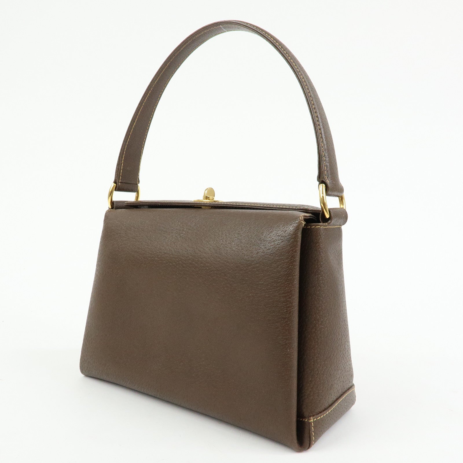 GUCCI Old Gucci Leather Hand Bag Brown 000・406・0025