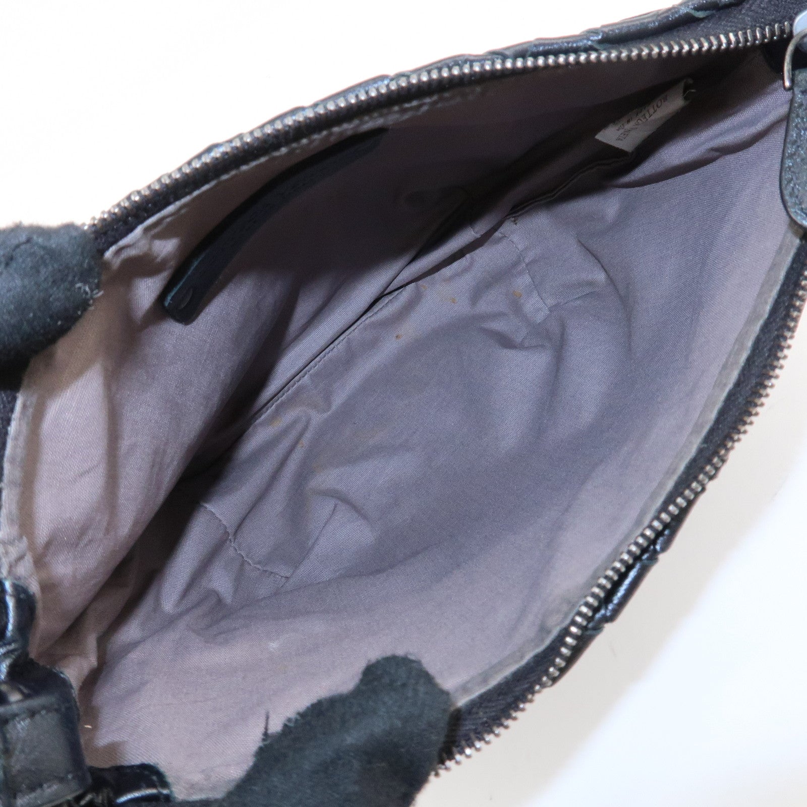BOTTEGA VENETA Intrecciato Leather Shoulder Bag Black Used