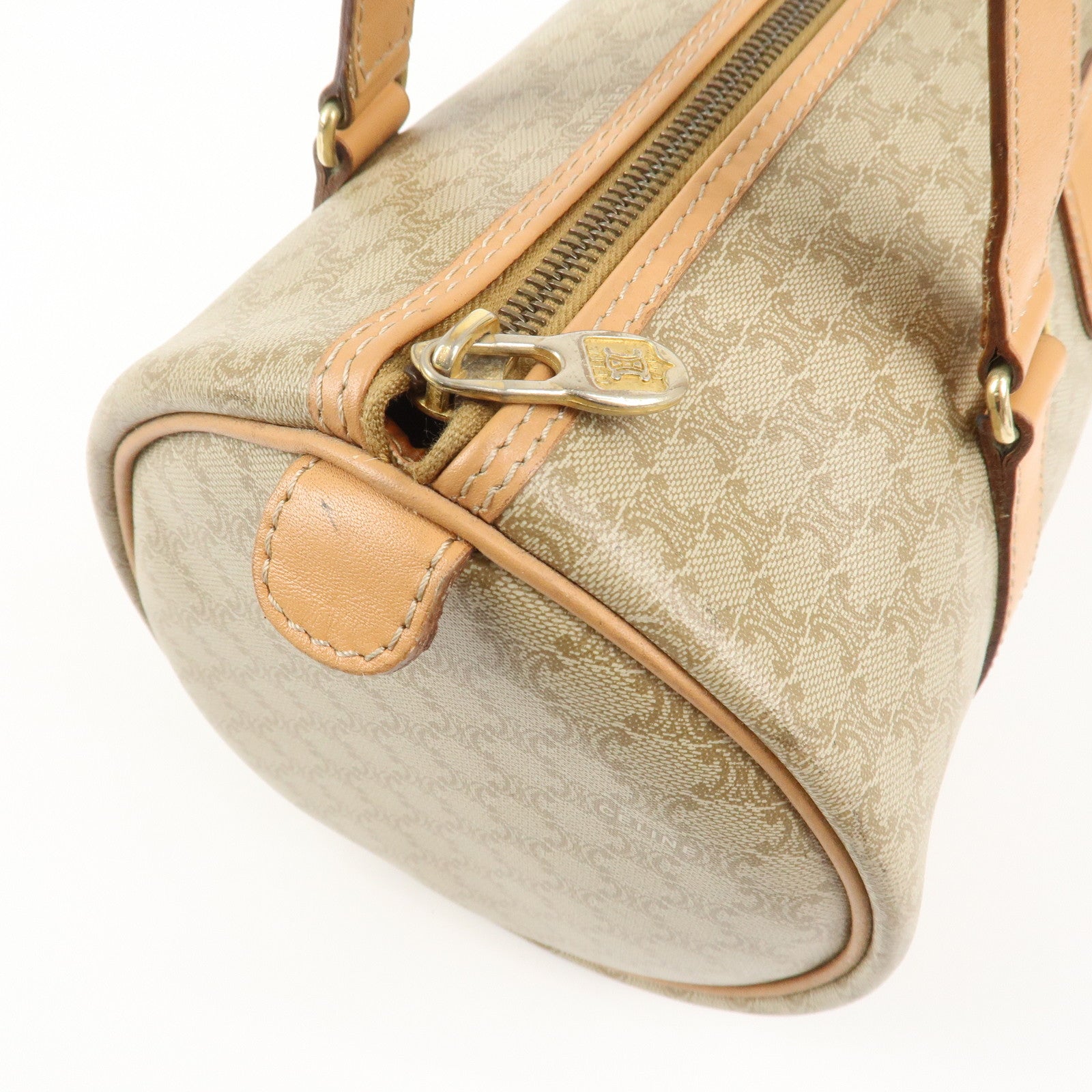 CELINE Macadam PVC Leather Shoulder Bag Hand Bag Beige