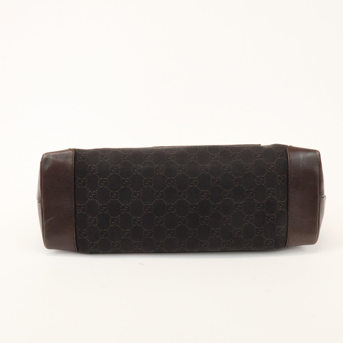 GUCCI GG Canvas Leather Tote Bag Shoulder Bag Dark Brown 34339