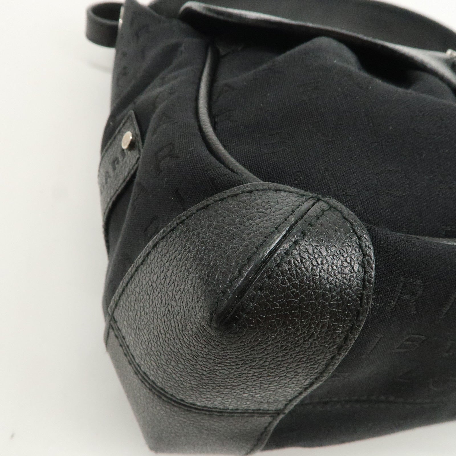 BVLGARI Logo Mania Canvas Leather Hand Bag Shoulder Bag Black
