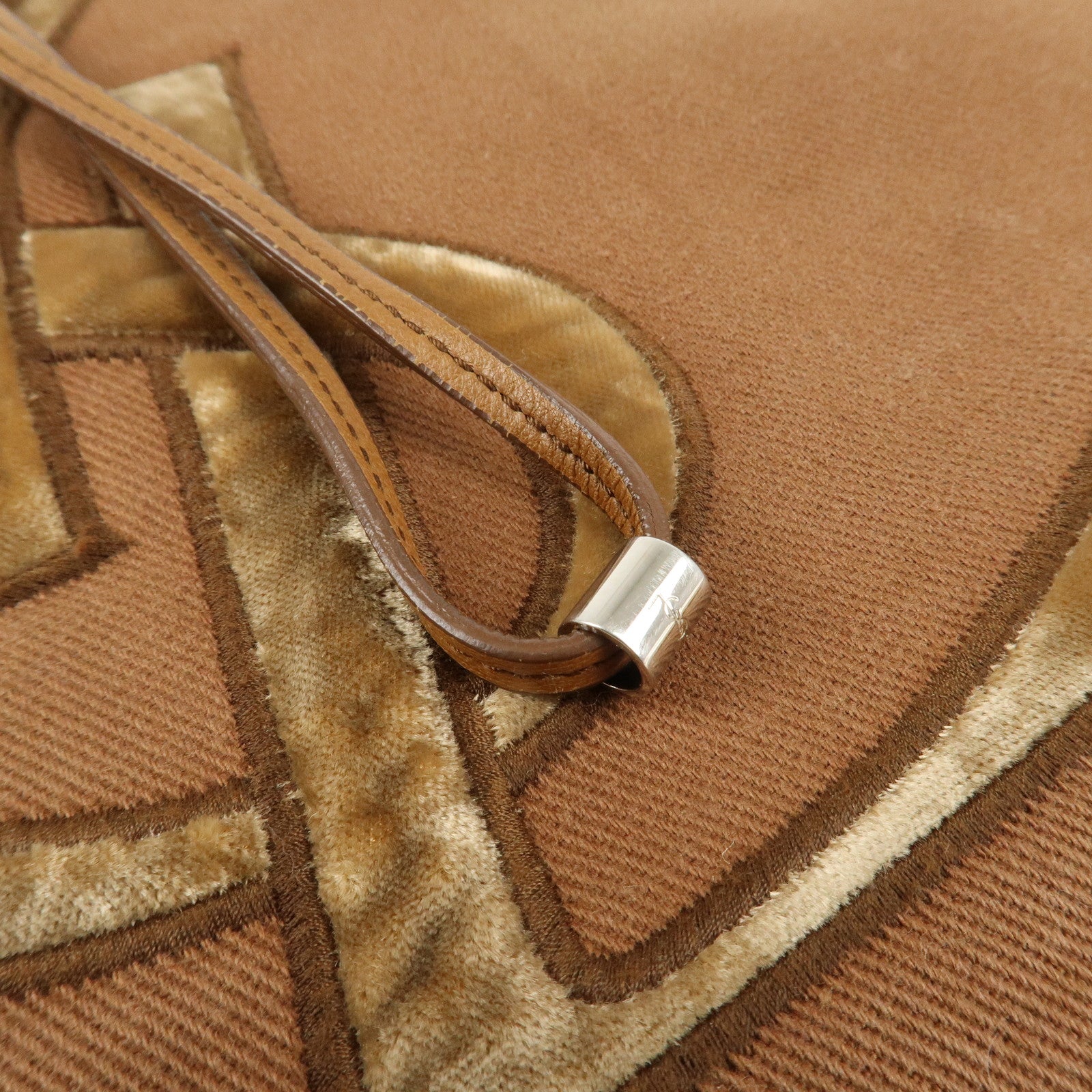 Saint Laurent Velour Canvas Leather Kahara Tote bag Shoulder Bag Brown Used