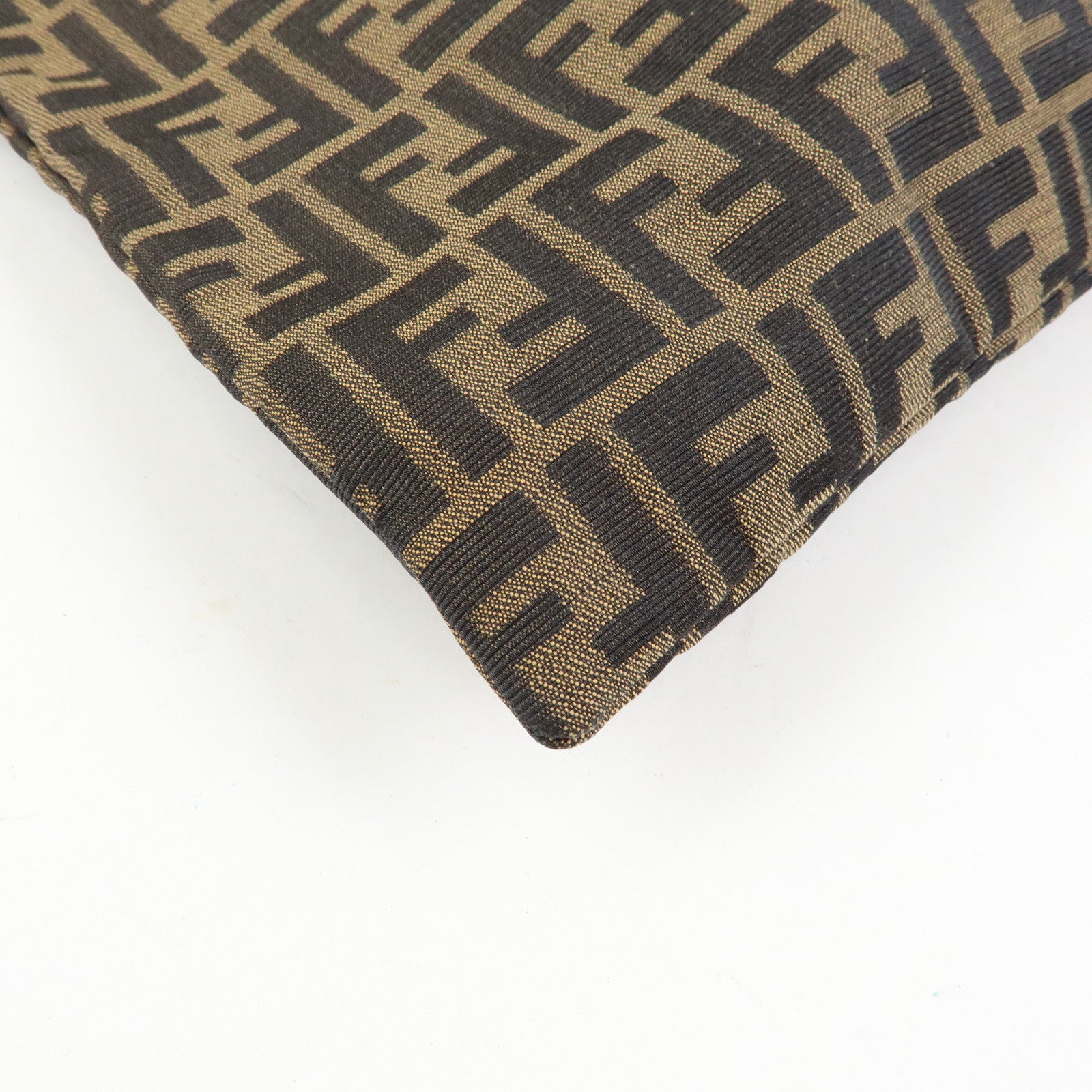 FENDI Zucca Canvas Leather Shoulder Bag Hand Bag Brown Black