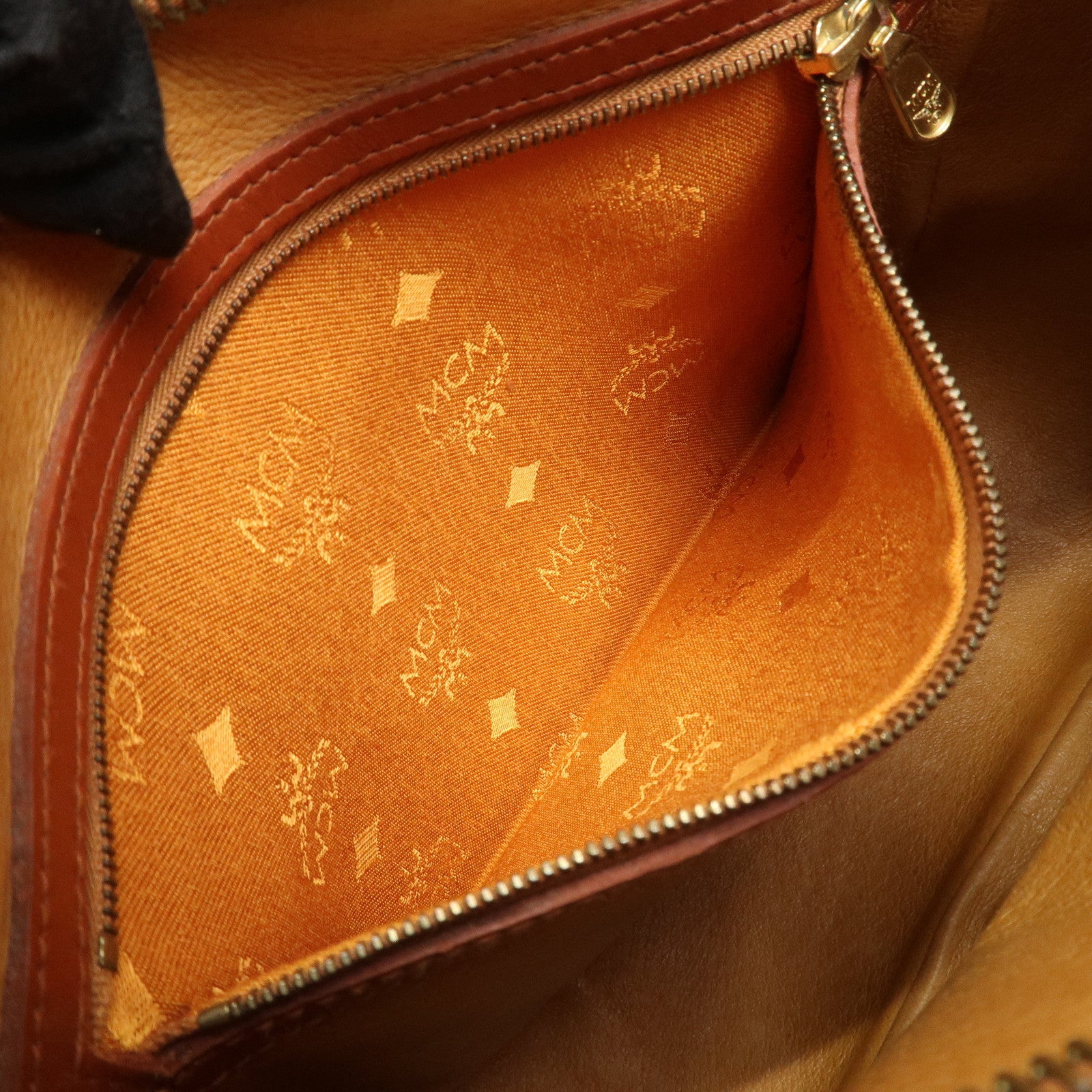 MCM Visetos Leather Shoulder Bag Crossbody Bag Brown