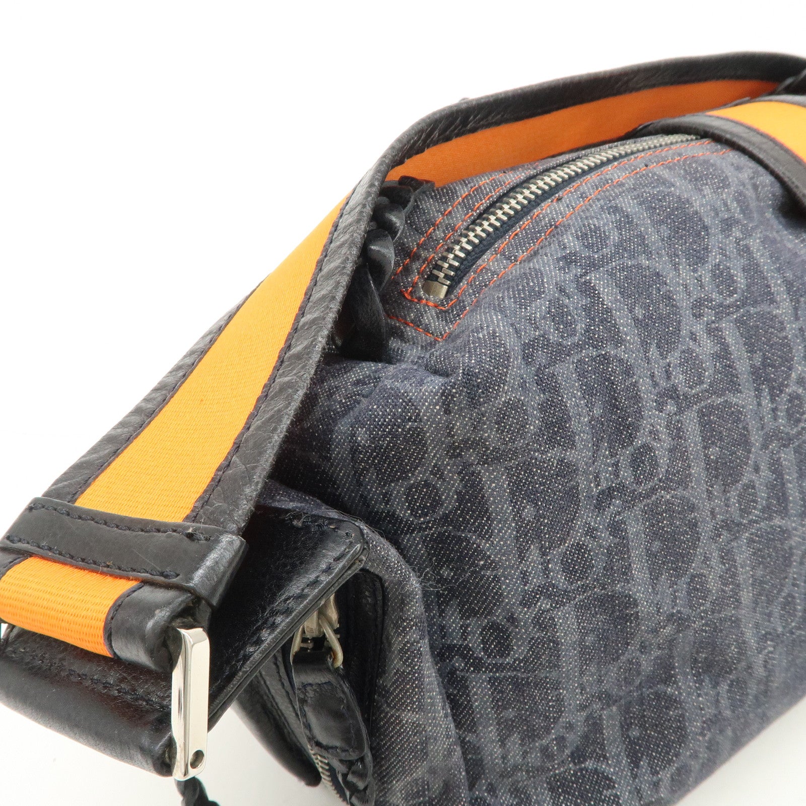 Christian Dior Flight Line Trotter Denim Leather Shoulder Bag