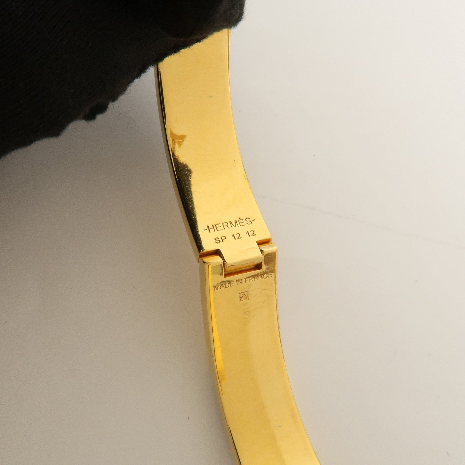 HERMES Clic Clac PM Metal Bracelet Black Gold