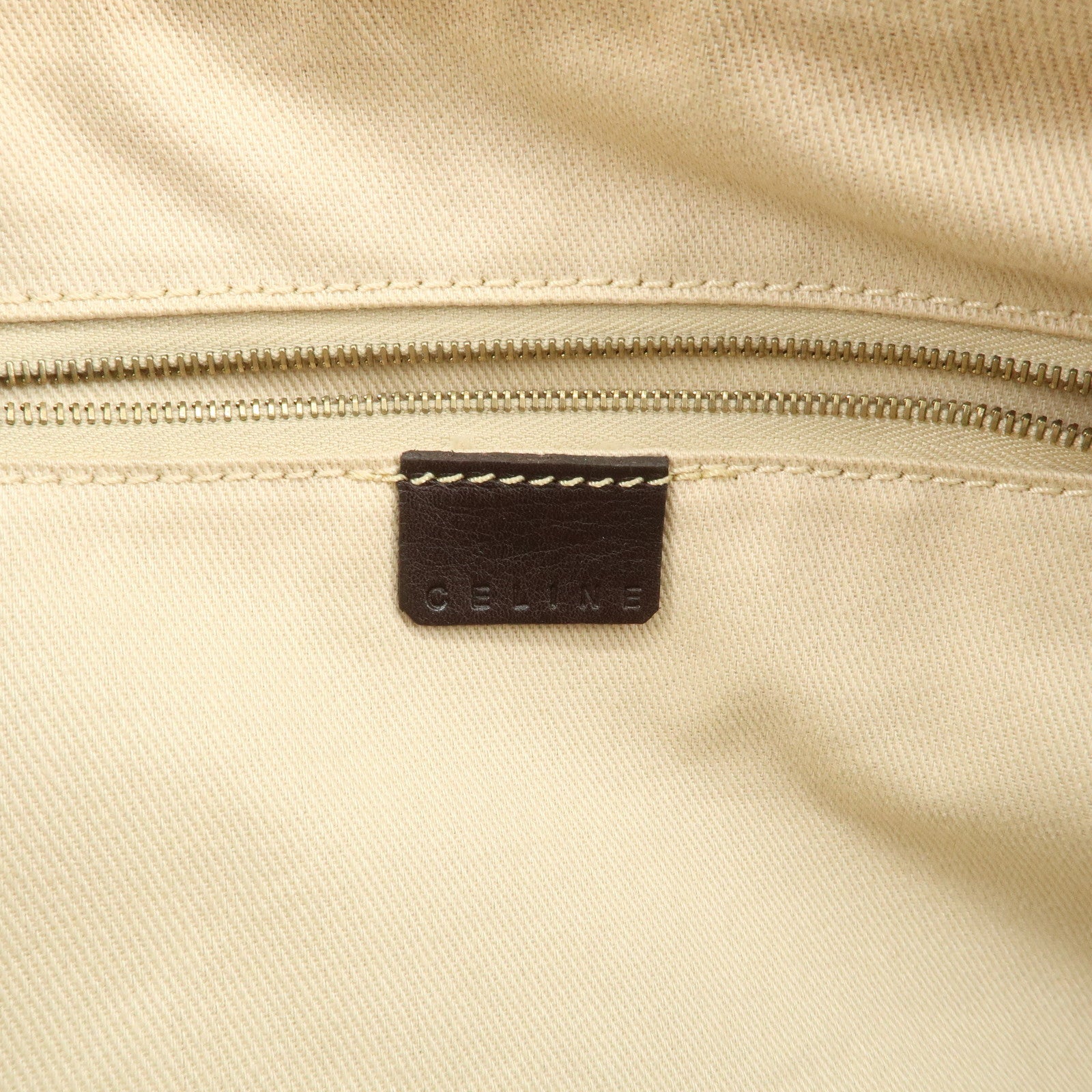 CELINE Macadam PVC Leather Mini Boston Bag Dark Brown White