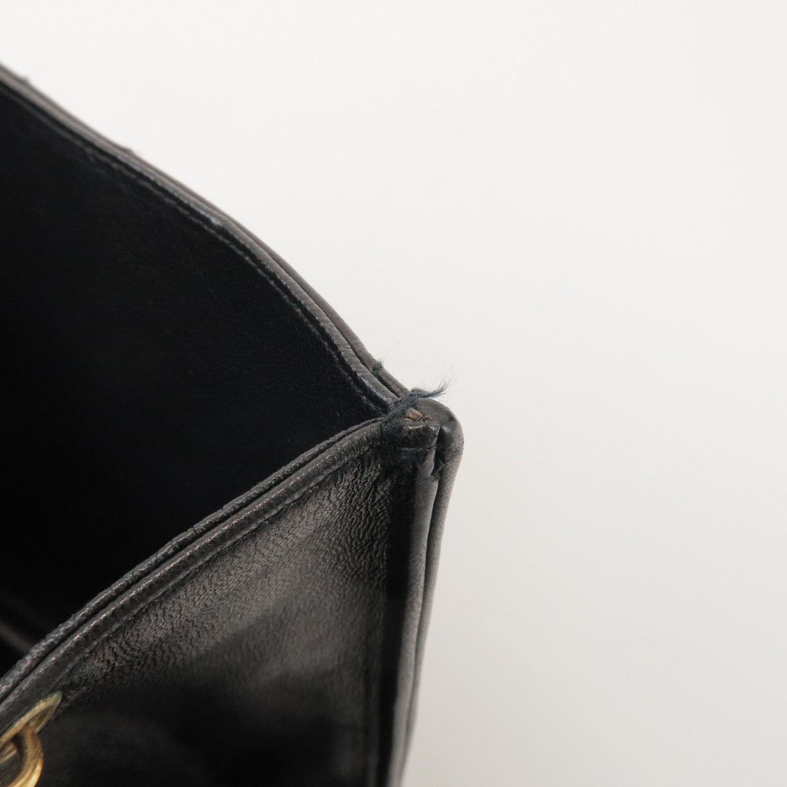 CHANEL Matelasse COCO Mark Lamb Skin Chain Shoulder Bag Black