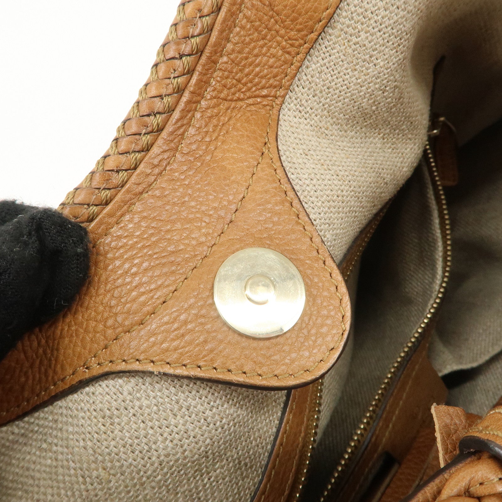 GUCCI Marrakech GG Canvas Leather Shoulder Bag Beige Brown 257026 Used