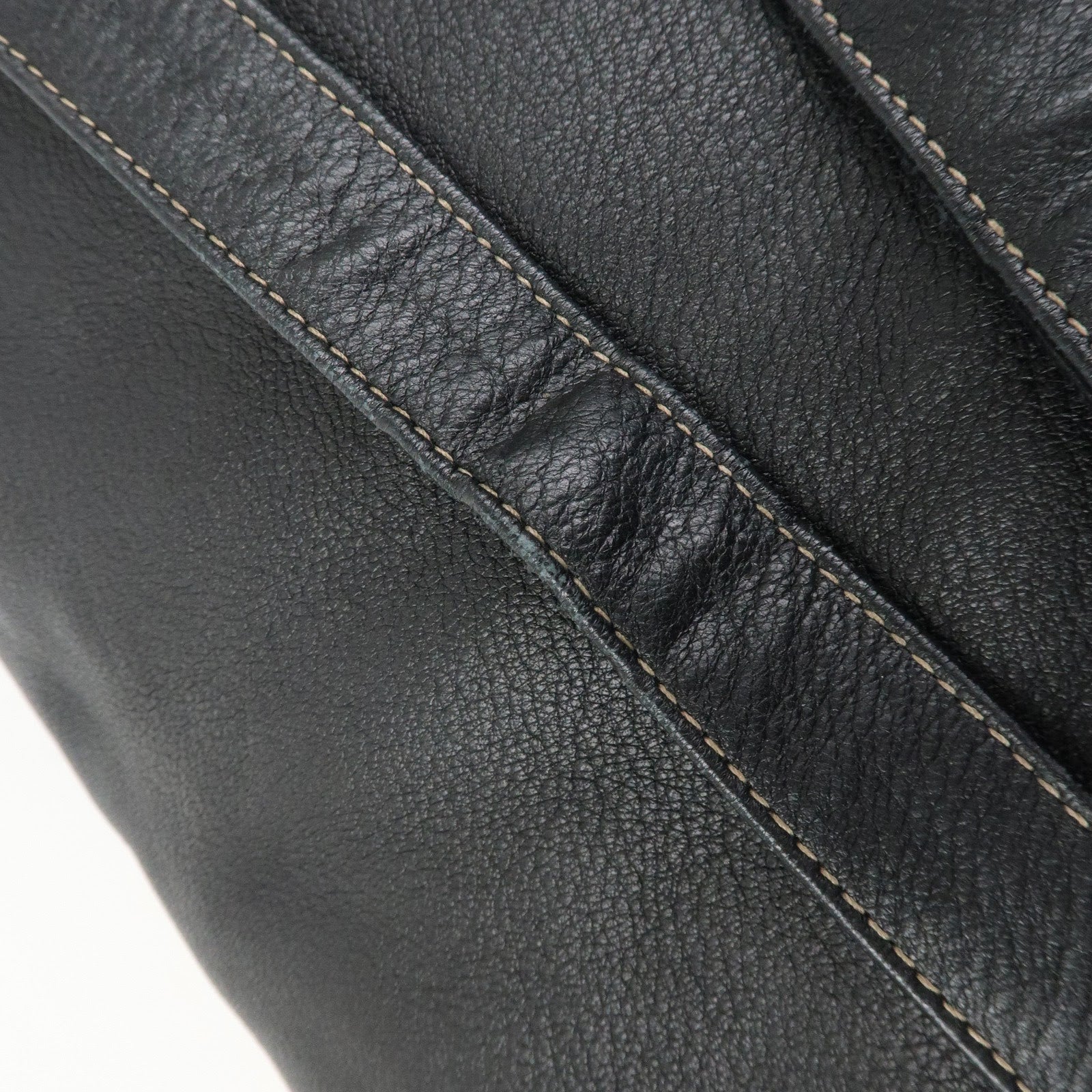 FENDI Logo Leather Backpack Rucksack Black 26063