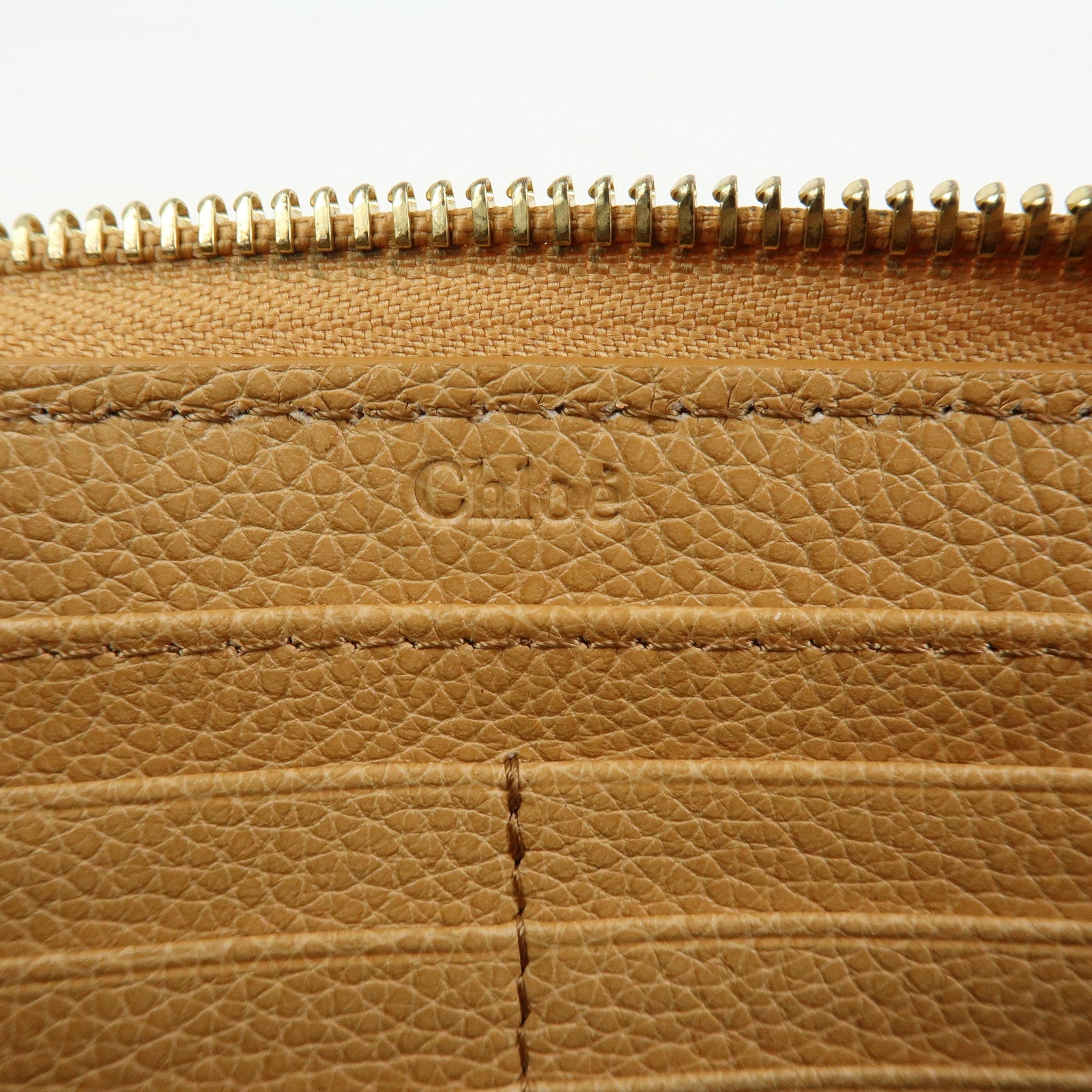 Chloe Paraty Leather Round Zippy Long Wallet Light Brown