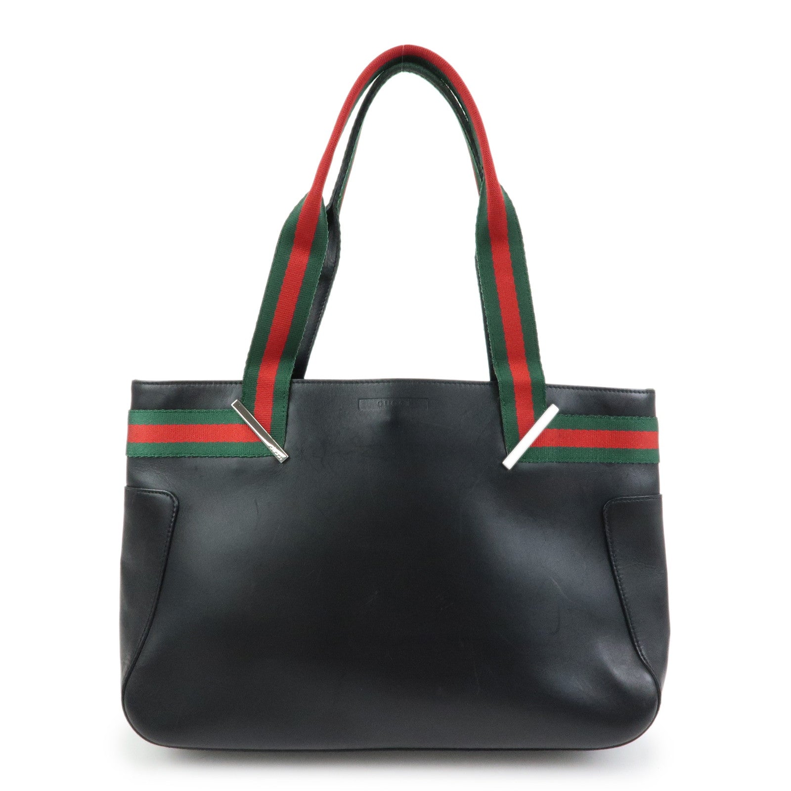 GUCCI Sherry Leather Tote Bag Shoulder Bag Hand Bag Black 73983