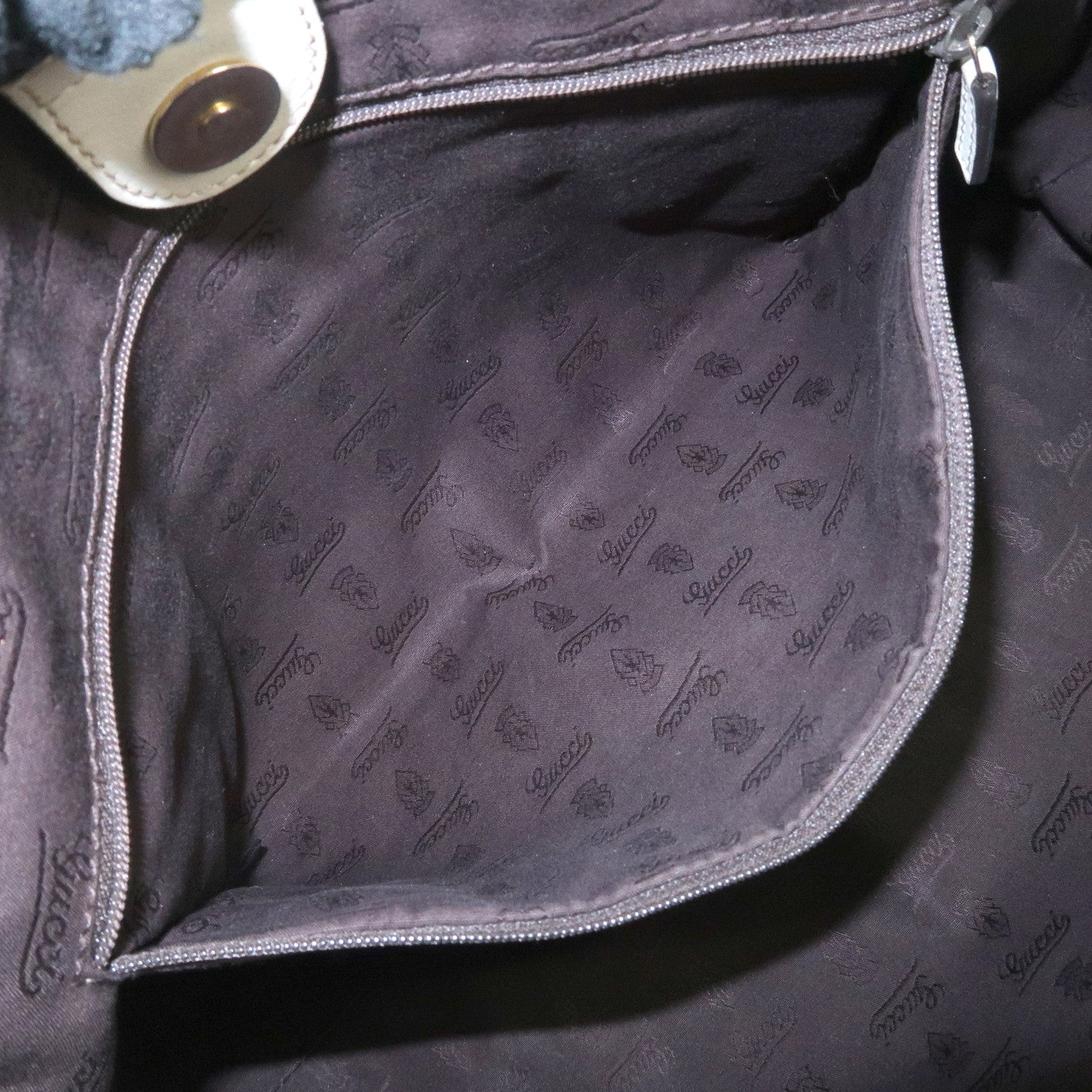 GUCCI Sukey Guccissima Leather Tote Bag Hand Bag Ivory 211944 Used