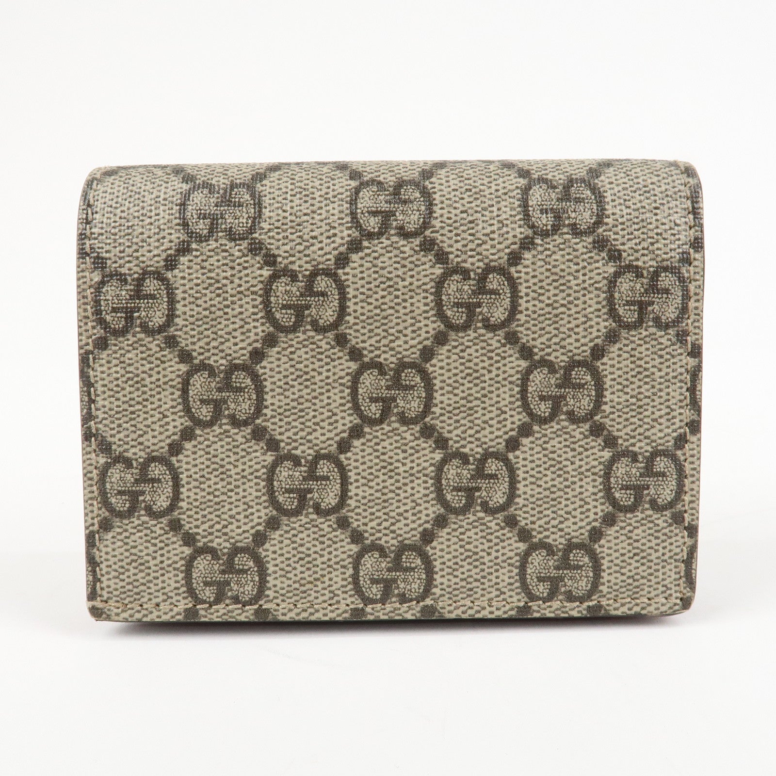 GUCCI Interlocking G GG Supreme Cherry Compact Wallet Beige 476050 Used