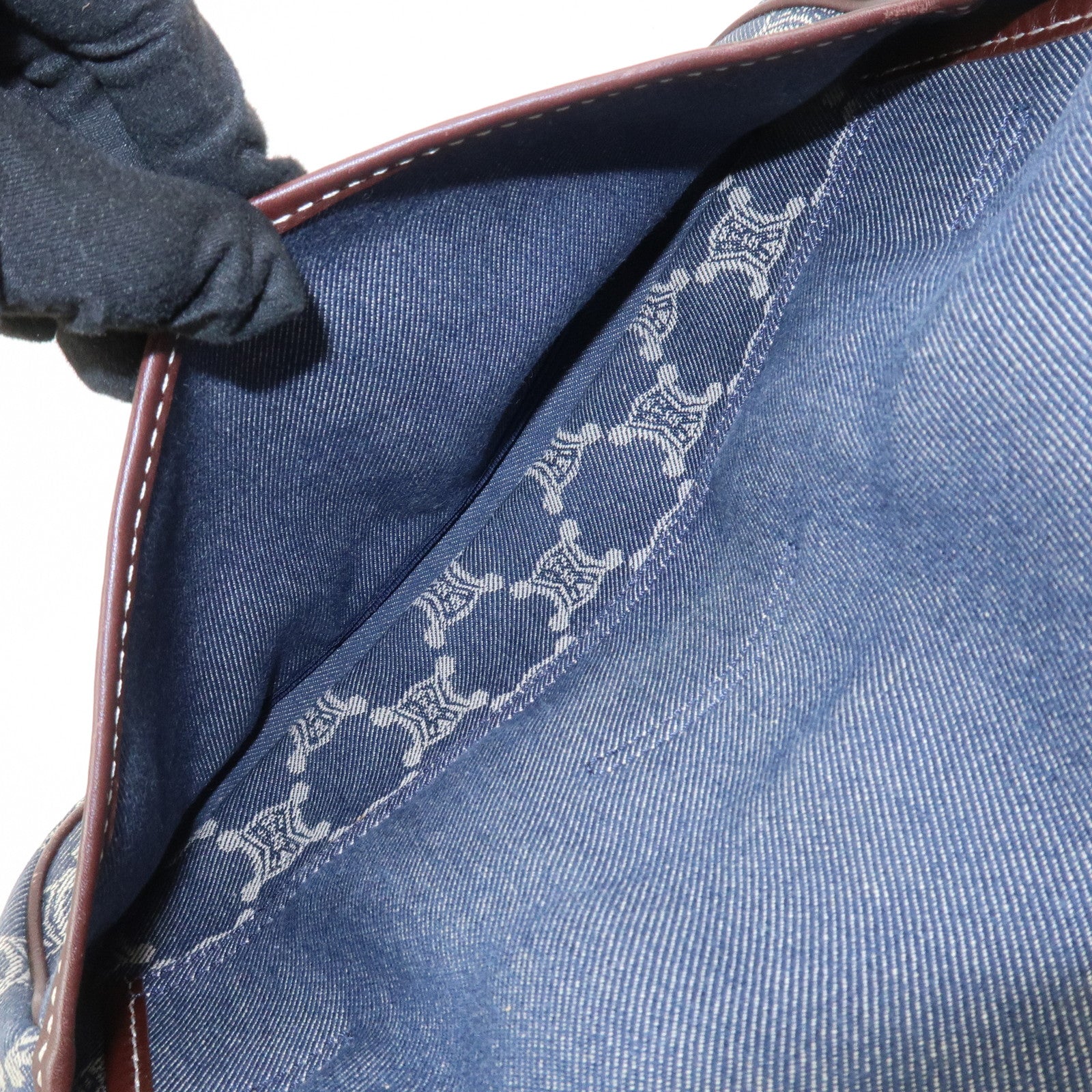 CELINE Macadam Logo Canvas Leather Shoulder Bag Crossbody Bag Denim