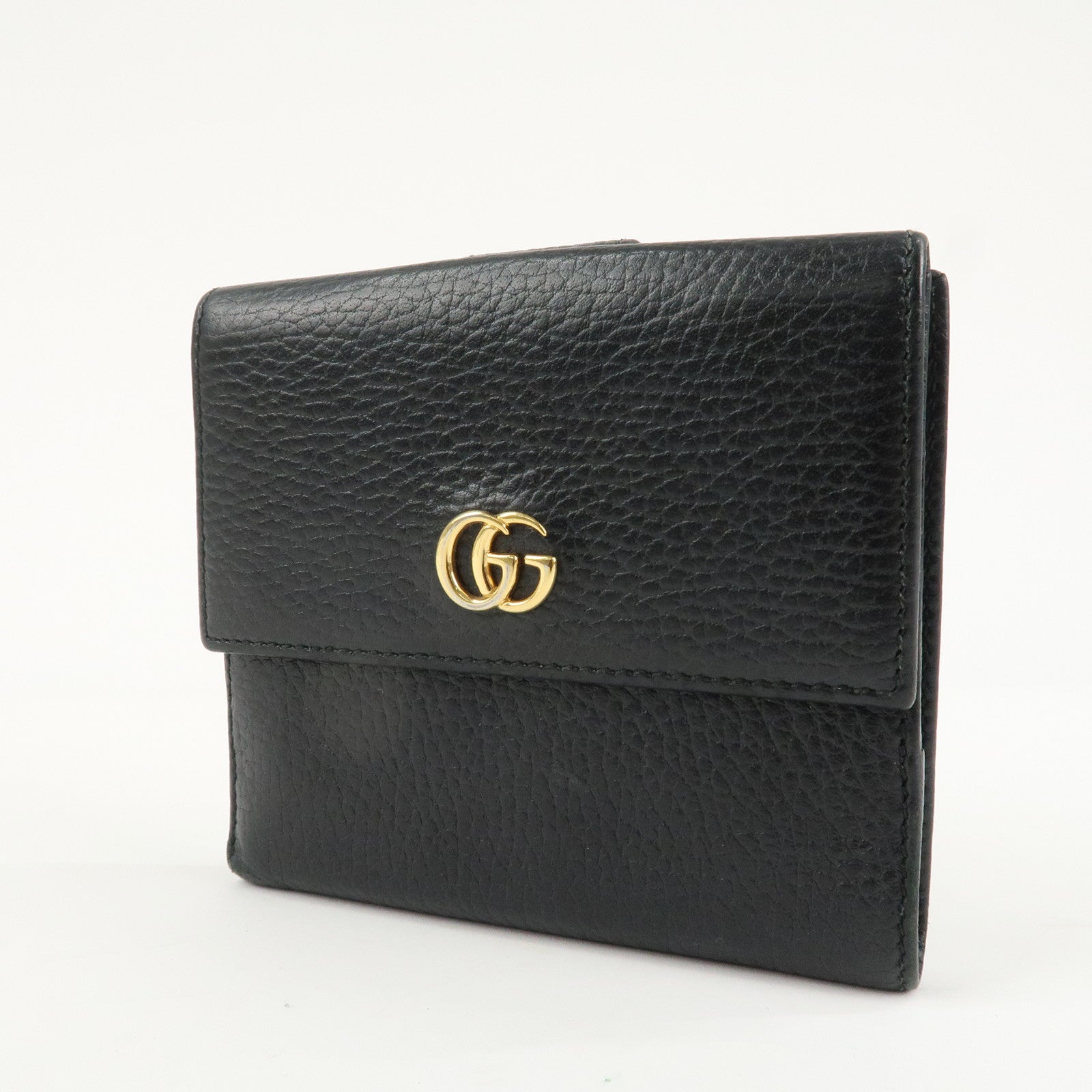 GUCCI GG Marmont Leather Double Hook Wallet Black 456122 Used