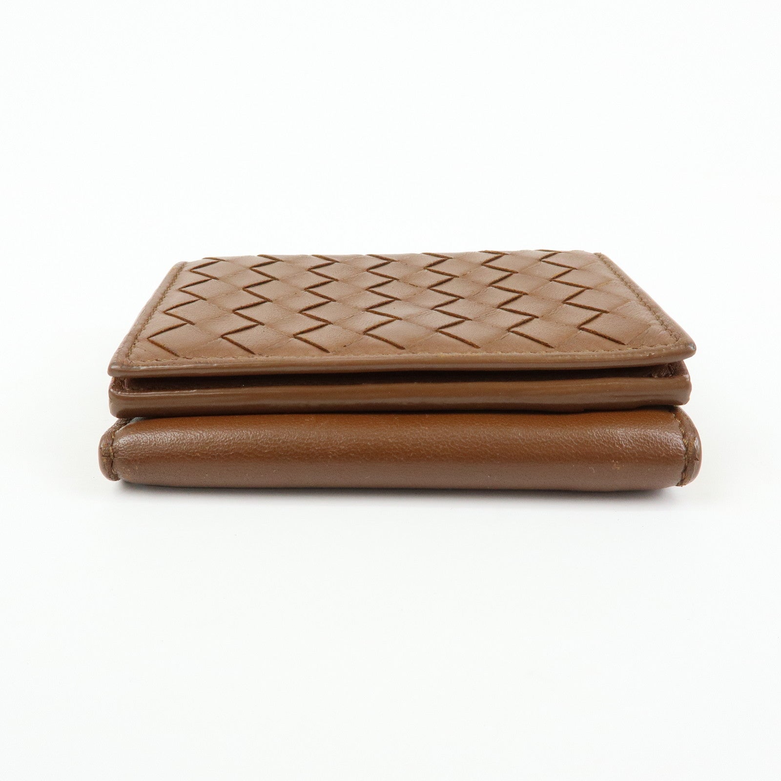 Bottega Veneta Lamb Skin Bi-fold Comact Wallet Brown 550306