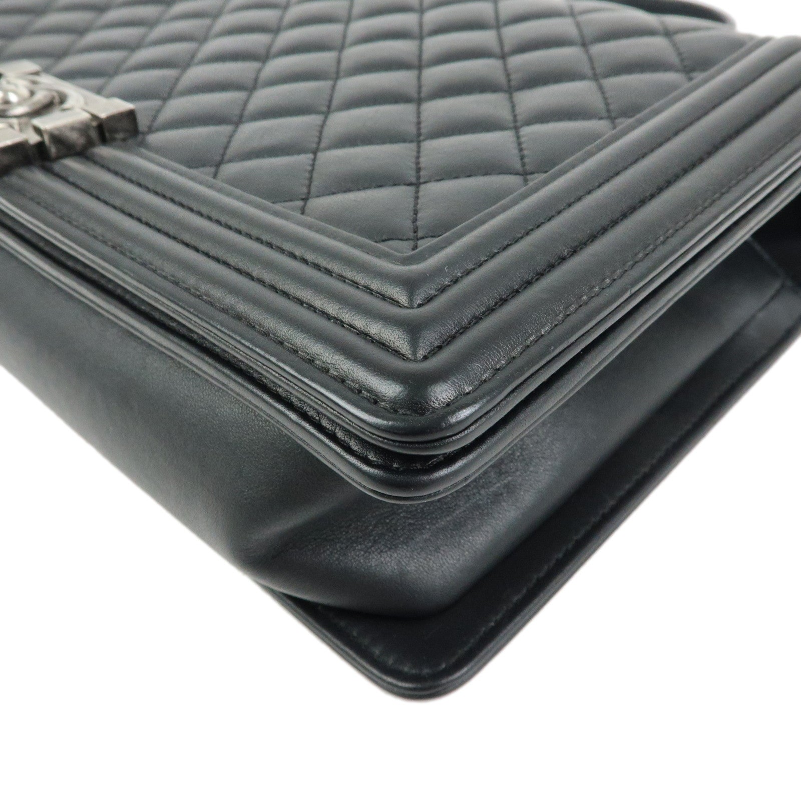 CHANEL Boy CHANEL Lamb Skin Chain Shoulder Bag Crossbody Bag Black