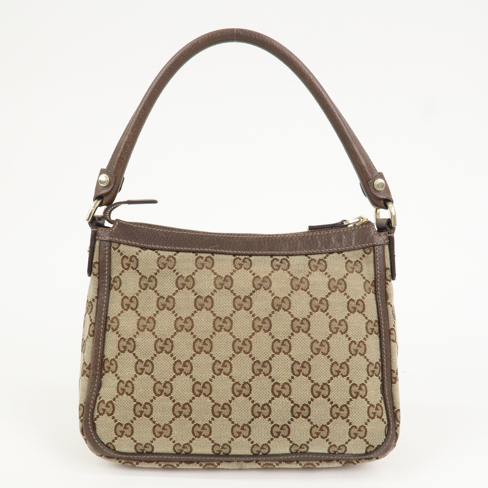 GUCCI GG Canvas Leather Shoulder Bag Hand Bag Beige Brown 146244