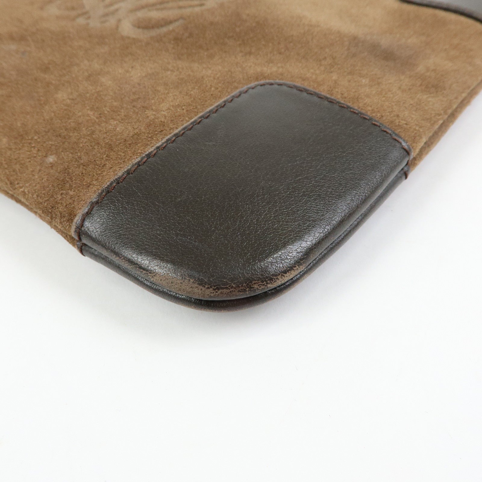 LOEWE Anagram Suede Leather Shoulder Bag Crossbody Bag Brown