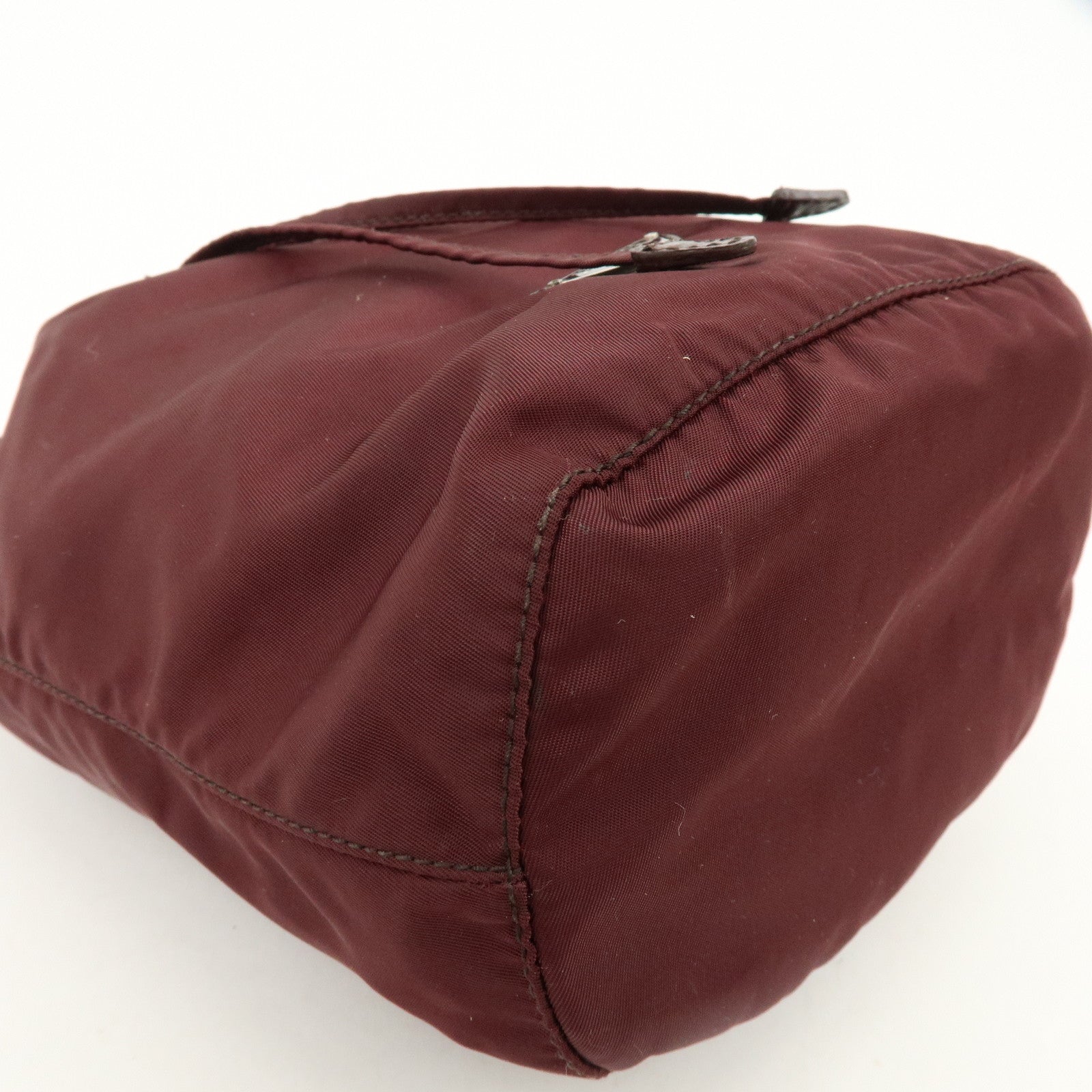 PRADA Triangle Logo Nylon Saffiano Leather Drawstring Pouch Bag
