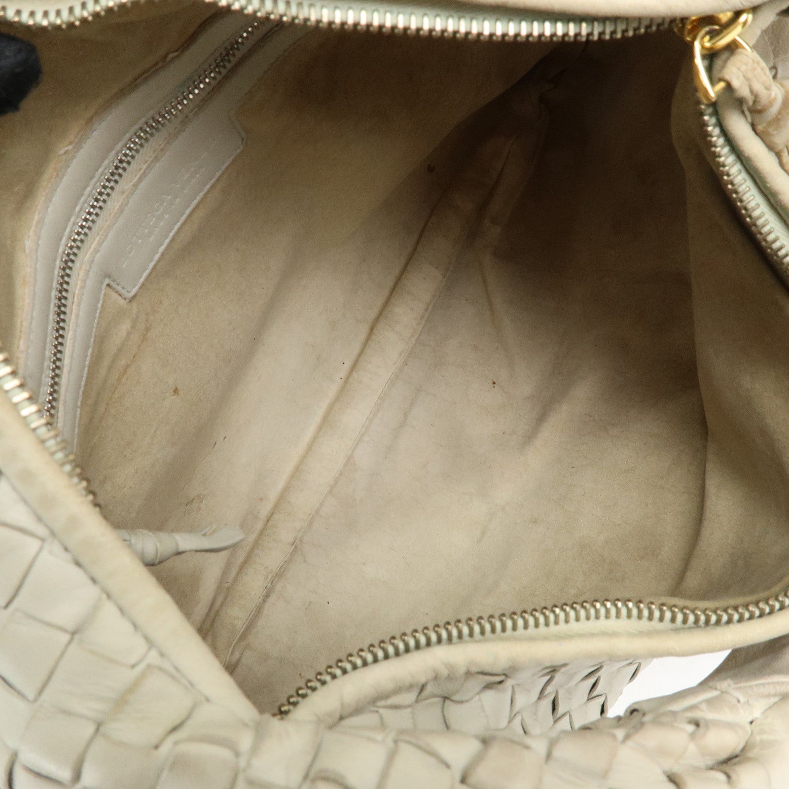 BOTTEGA VENETA Intrecciato Leather Shoulder Bag Hand Bag Ivory