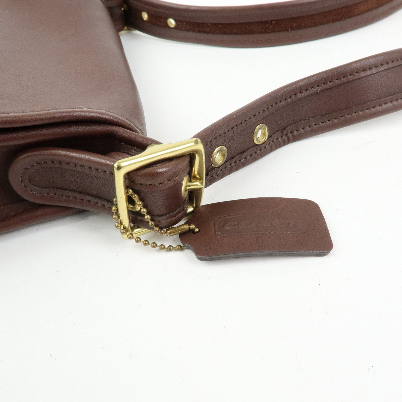 COACH Ergo Set of 2 Leather Shoulder Hand Bag Brown Beige Yellow