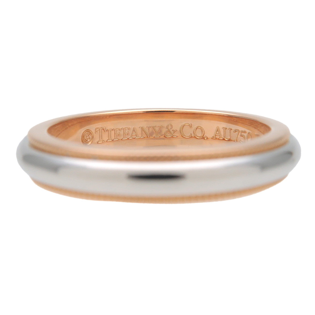 Tiffany & Co Milgrain Band Ring 18K 750YG PT950 US4.5 EU48 HK9.5