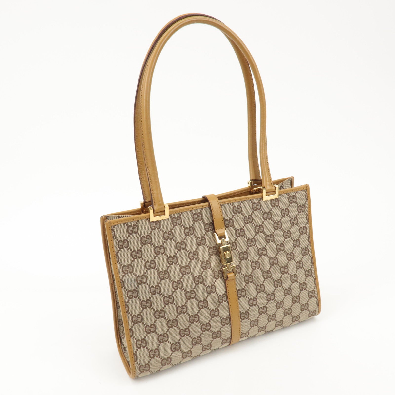 GUCCI Jackie Leather Shoulder Bag Tote Bag Beige 002.1073 Used