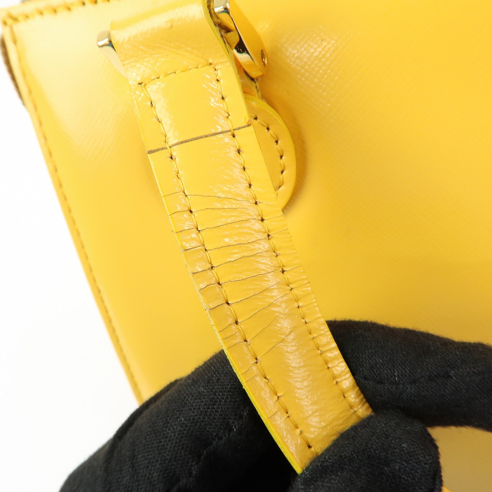 VERSACE Leather Charm 2Way Bag Hand Bag Shoulder Bag Yellow