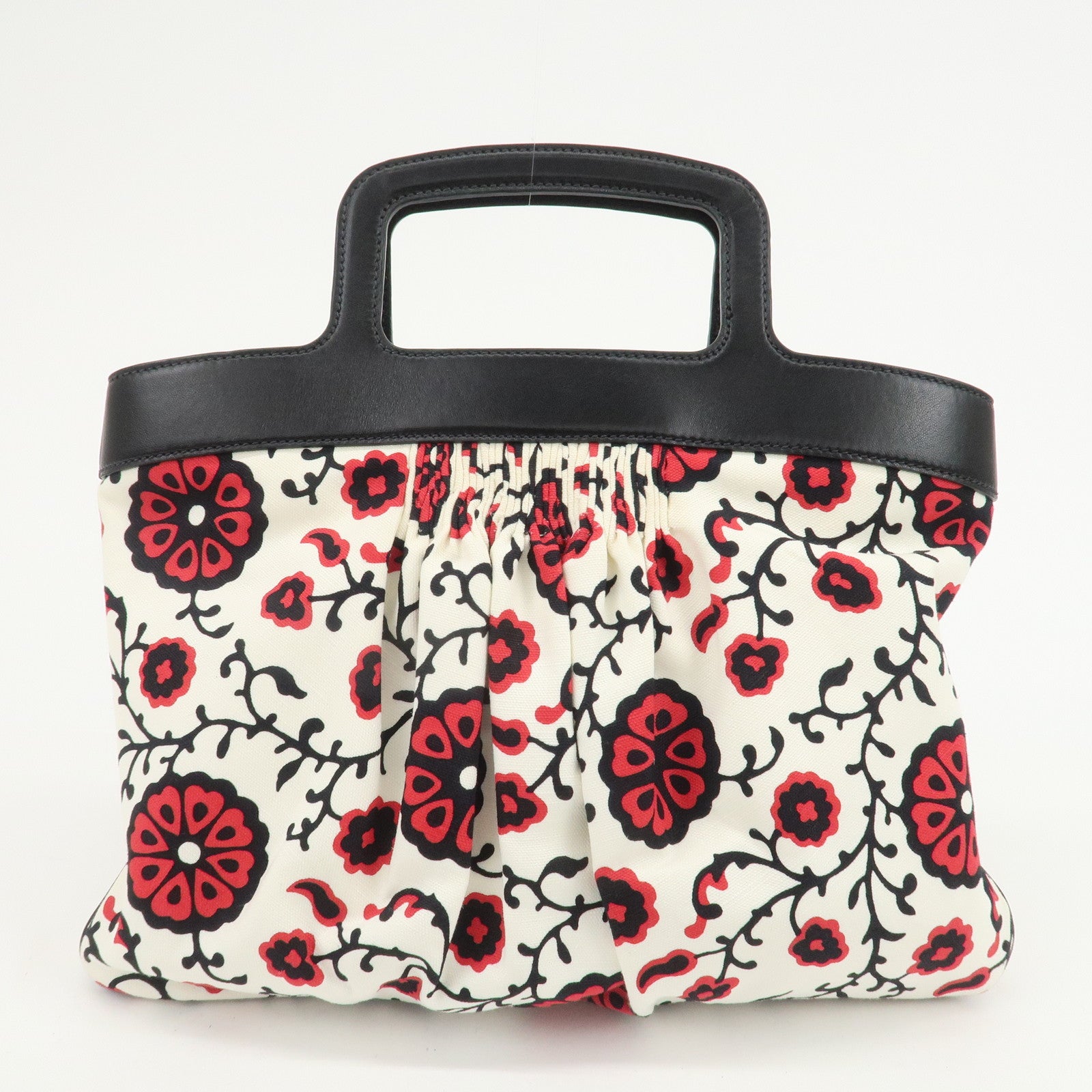 MIU MIU Flower Print 2Way Hand Bag Japan Limited White Black Red