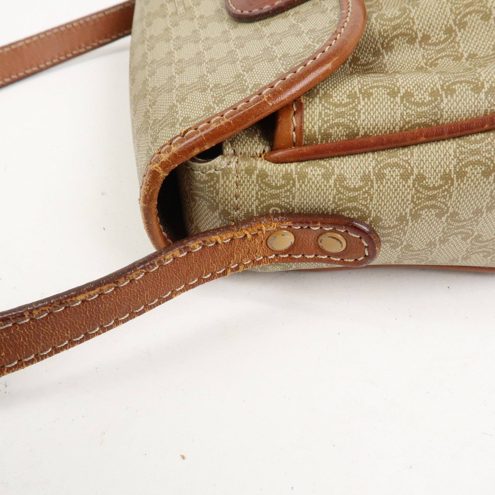 CELINE Macadam PVC Leather Shoulder Bag Beige Brown Gold HDW