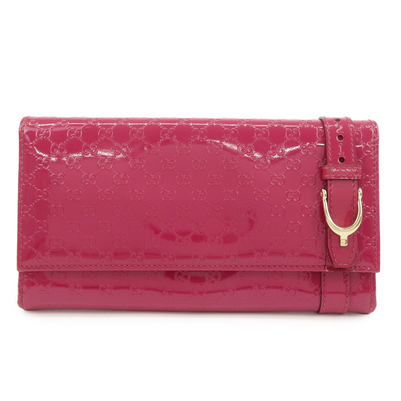 GUCCI Nice Micro Guccissima Patent Leather Long Wallet Pink 309760