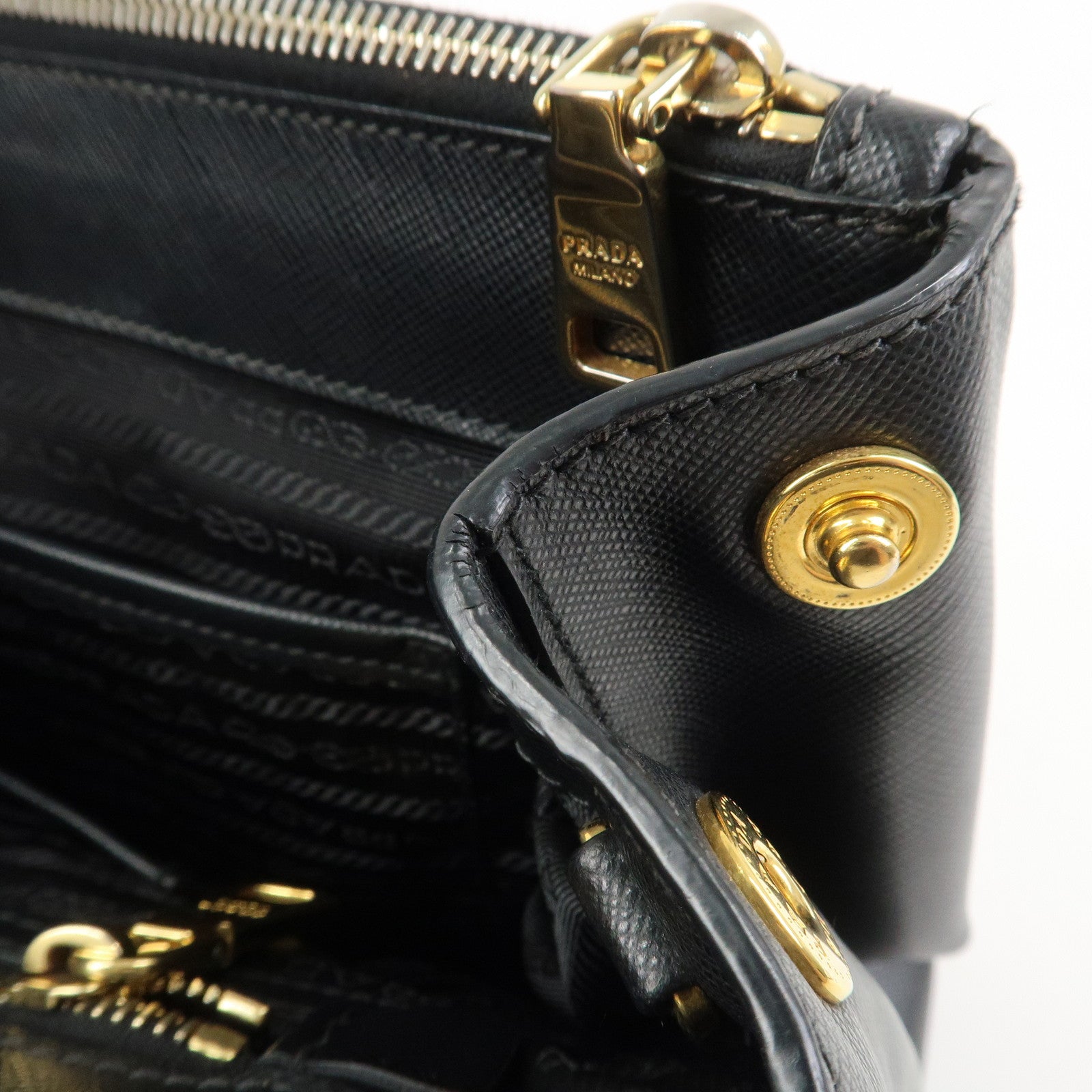 PRADA Galleria Triangle Logo Saffiano Leather 2Way Bag Black BN2274