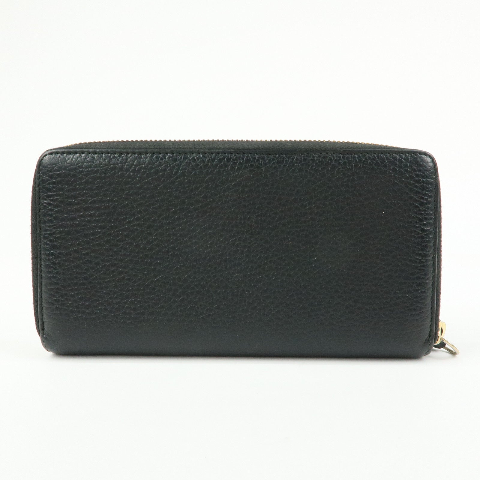GUCCI GG Marmont Leather Round Zippy Long Wallet Black 456117