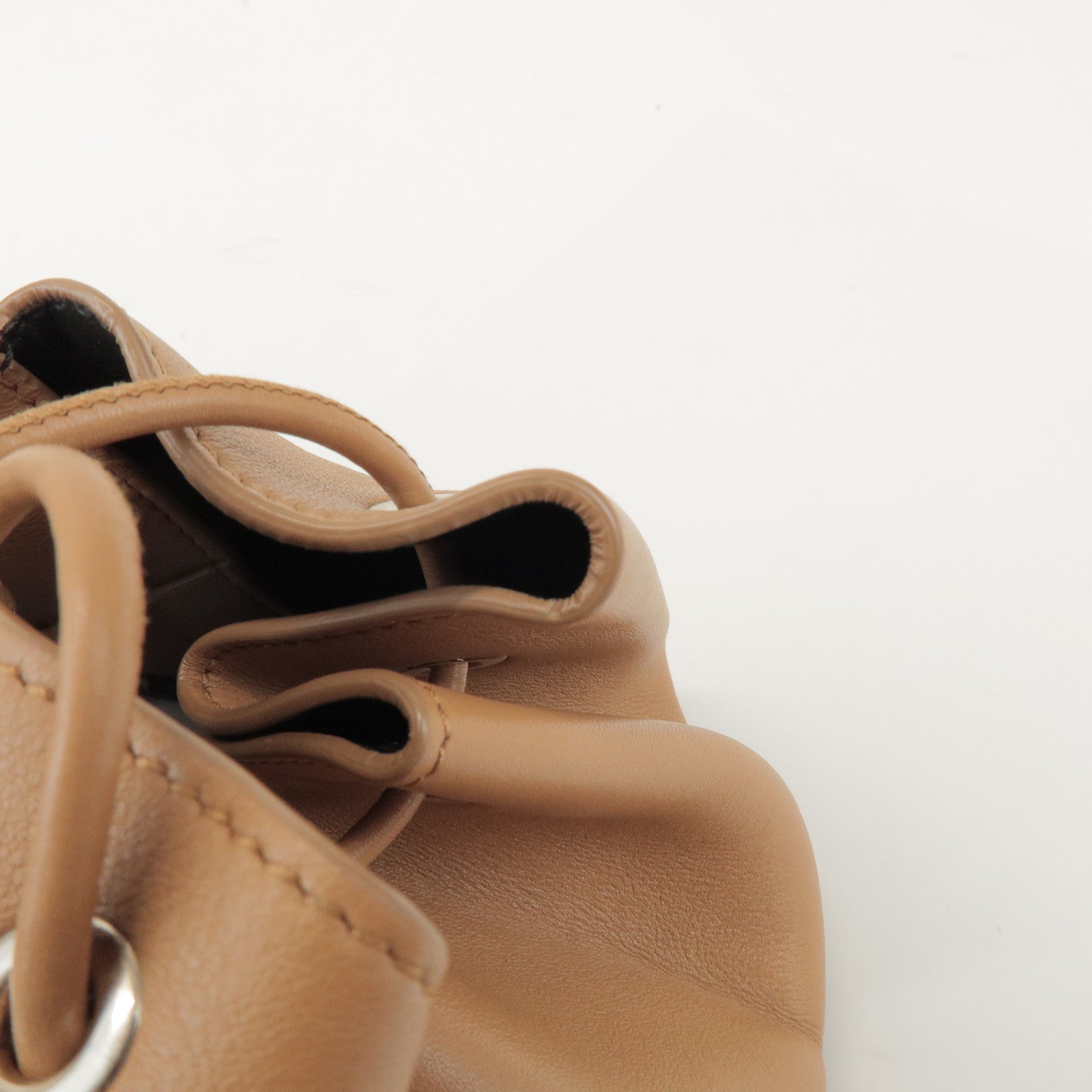 JIL SANDER Drawstring Leather Shoulder Crossbody Bag Light Brown