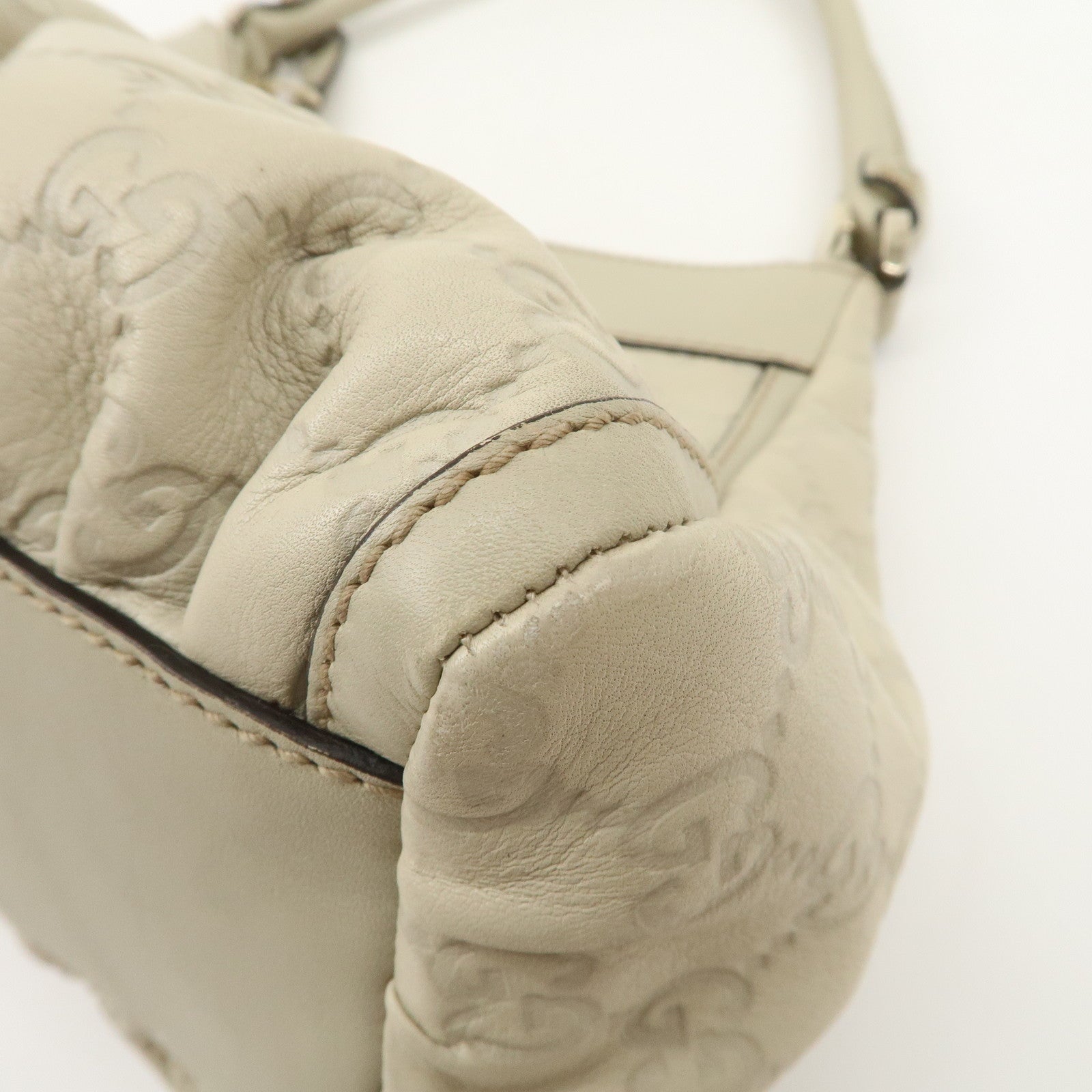 GUCCI Abbey Guccissima Leather Shoulder Bag Hand Bag Ivory 190525 Used