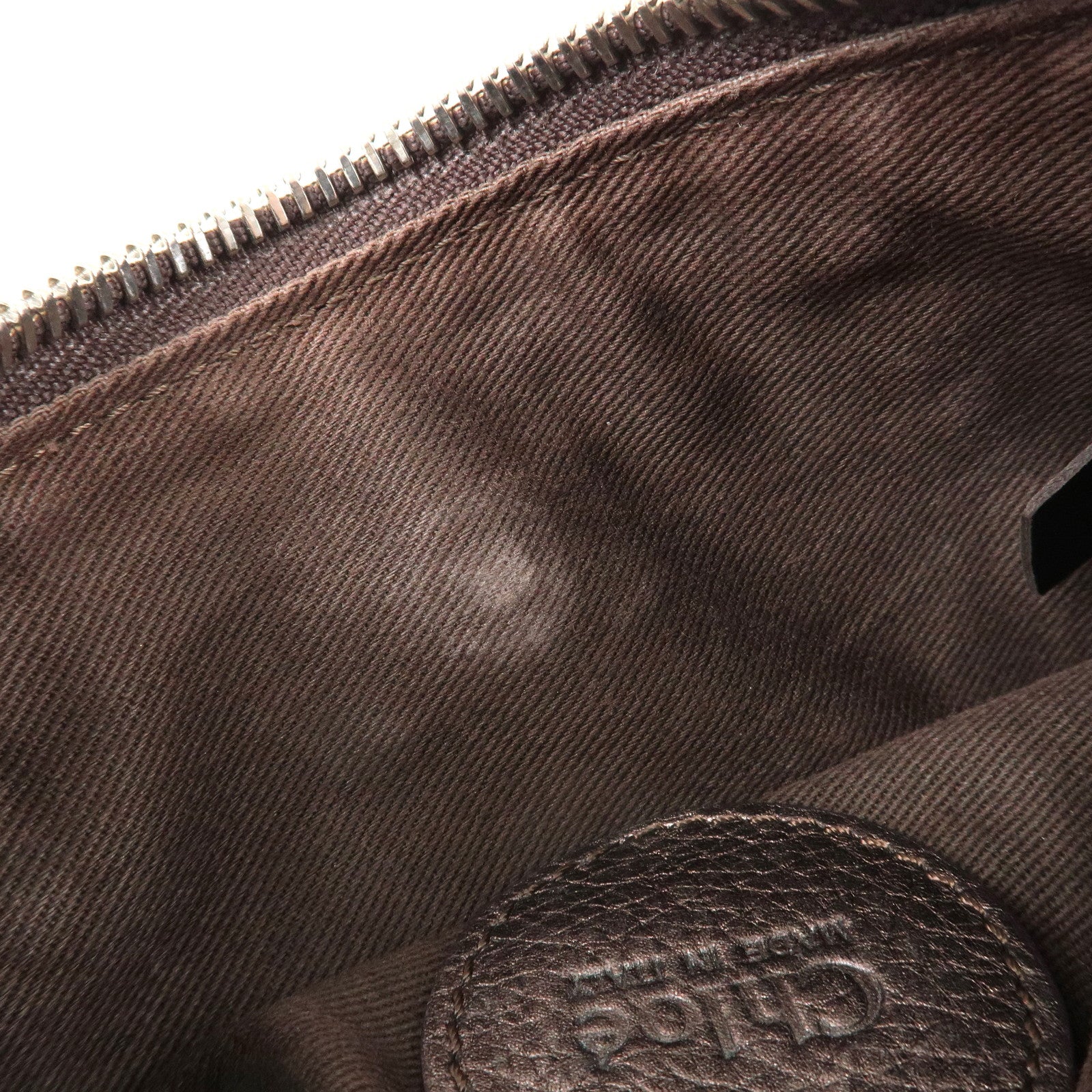 Chloe Paddington Leather Mini Bag Pouch Metallic Silver Used